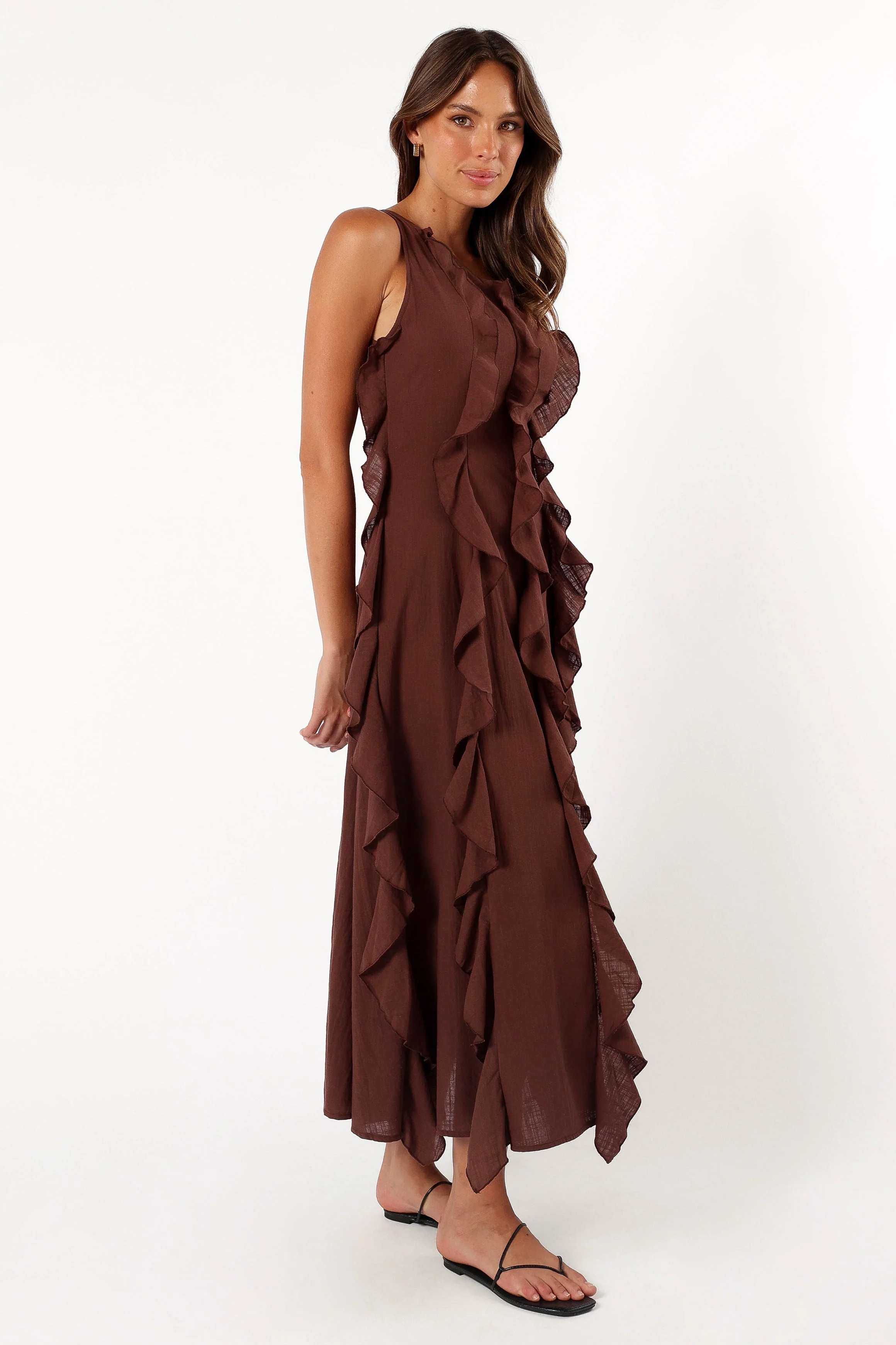 Maggy One Shoulder Dress - Chocolate