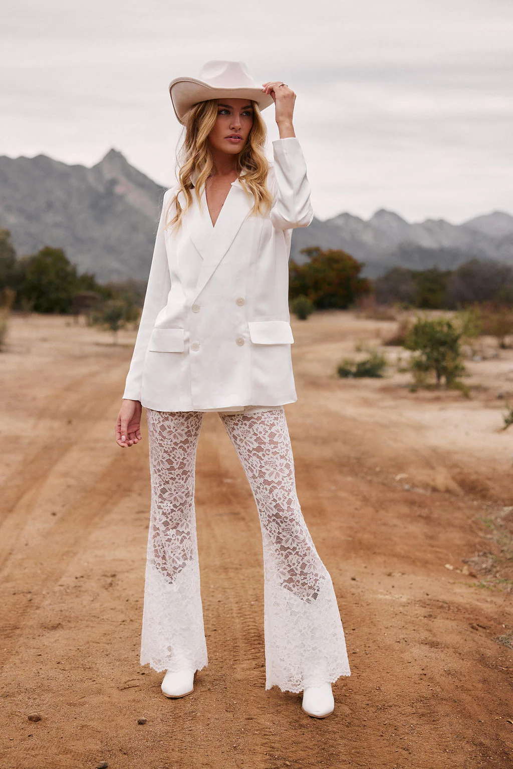 Madison White Satin Blazer