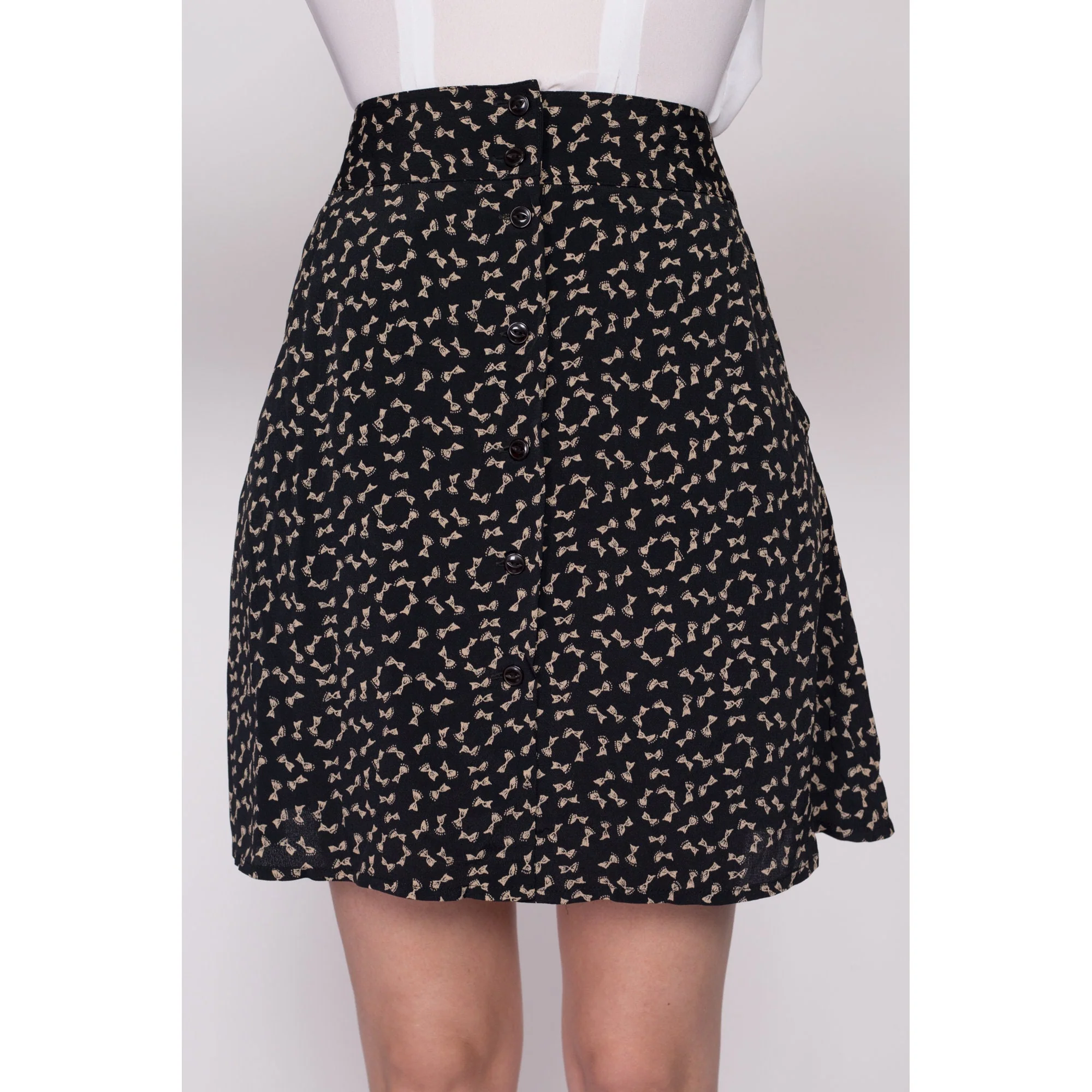 XS 90s Banana Republic Bow Tie Print Mini Skirt 24.5