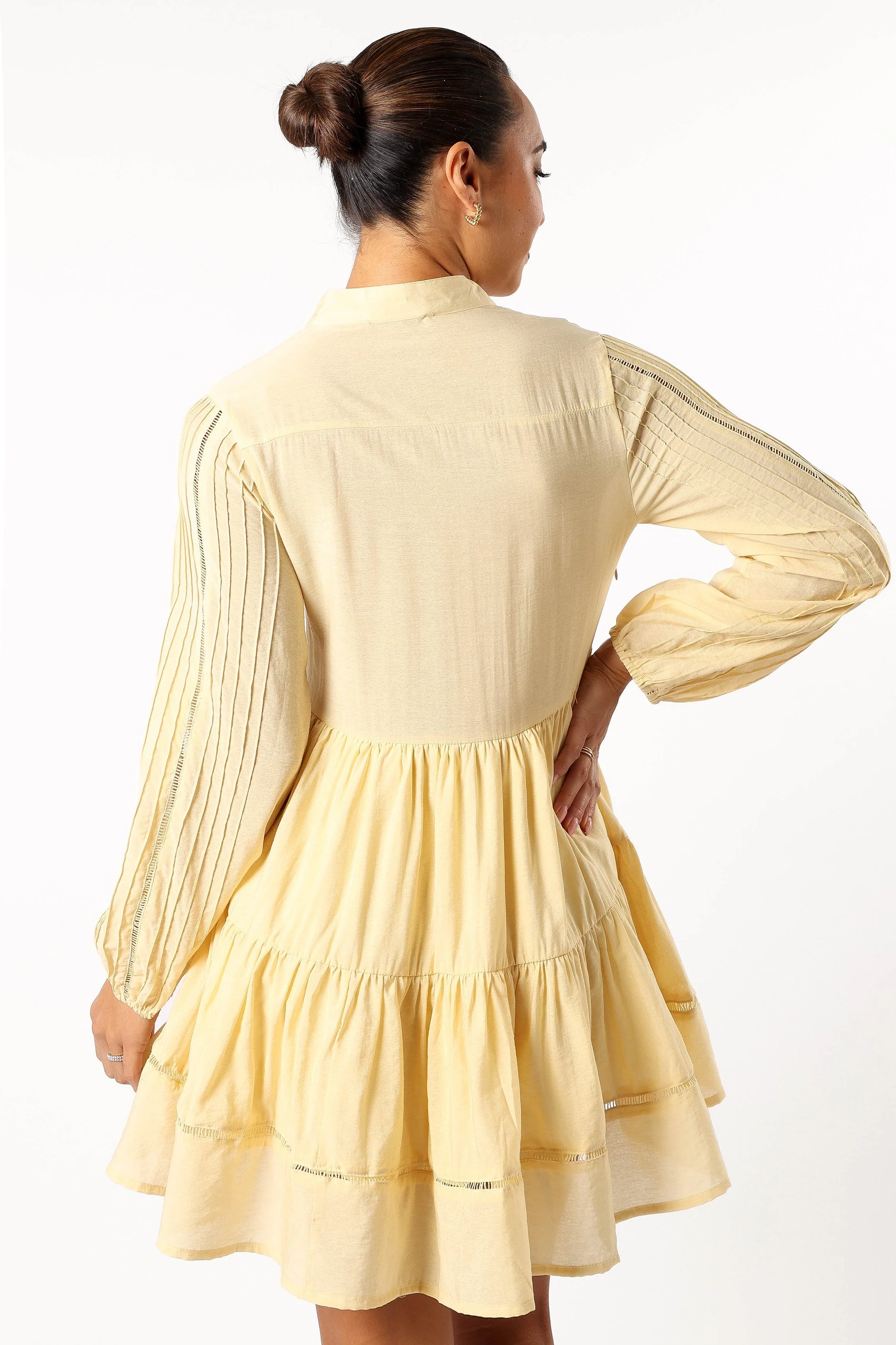 Denali Long Sleeve Mini Dress - Tan Yellow