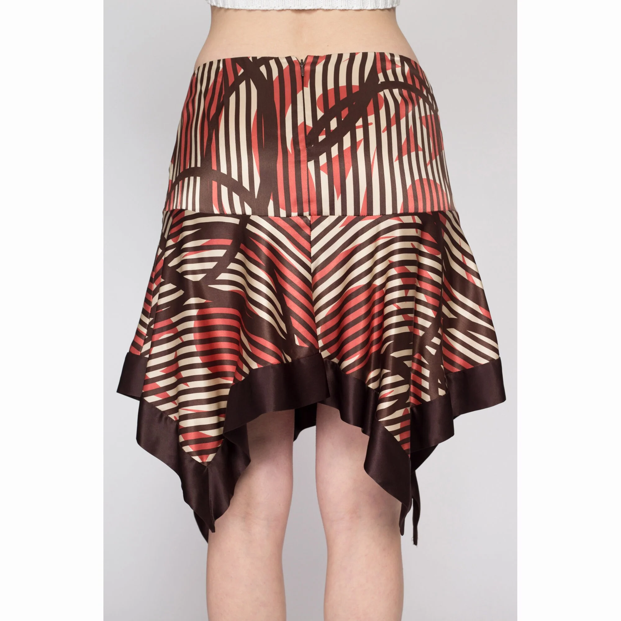 Small 90s Y2K Bebe Silk Striped Fairy Skirt