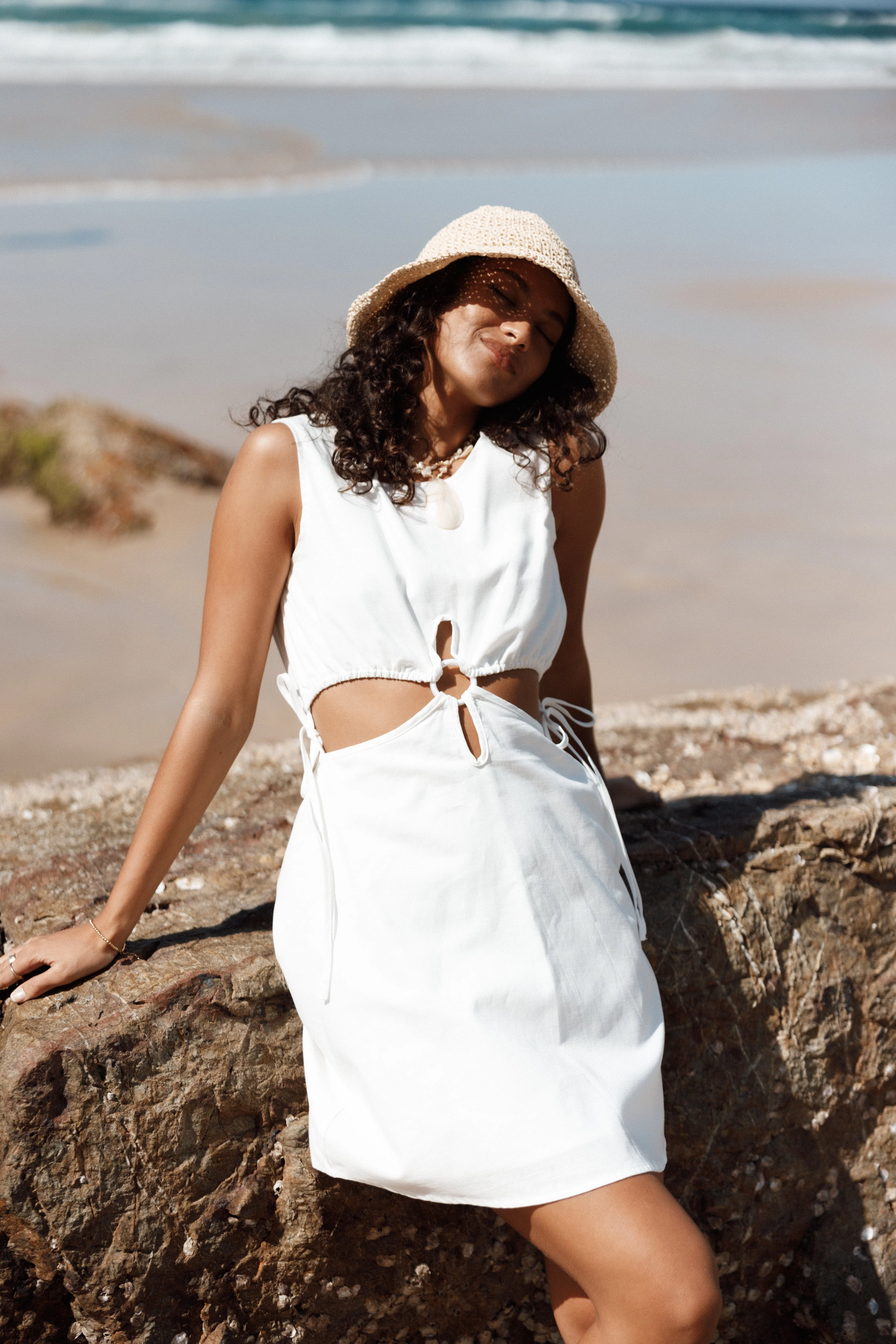 Faye Cut Out Mini Dress - White