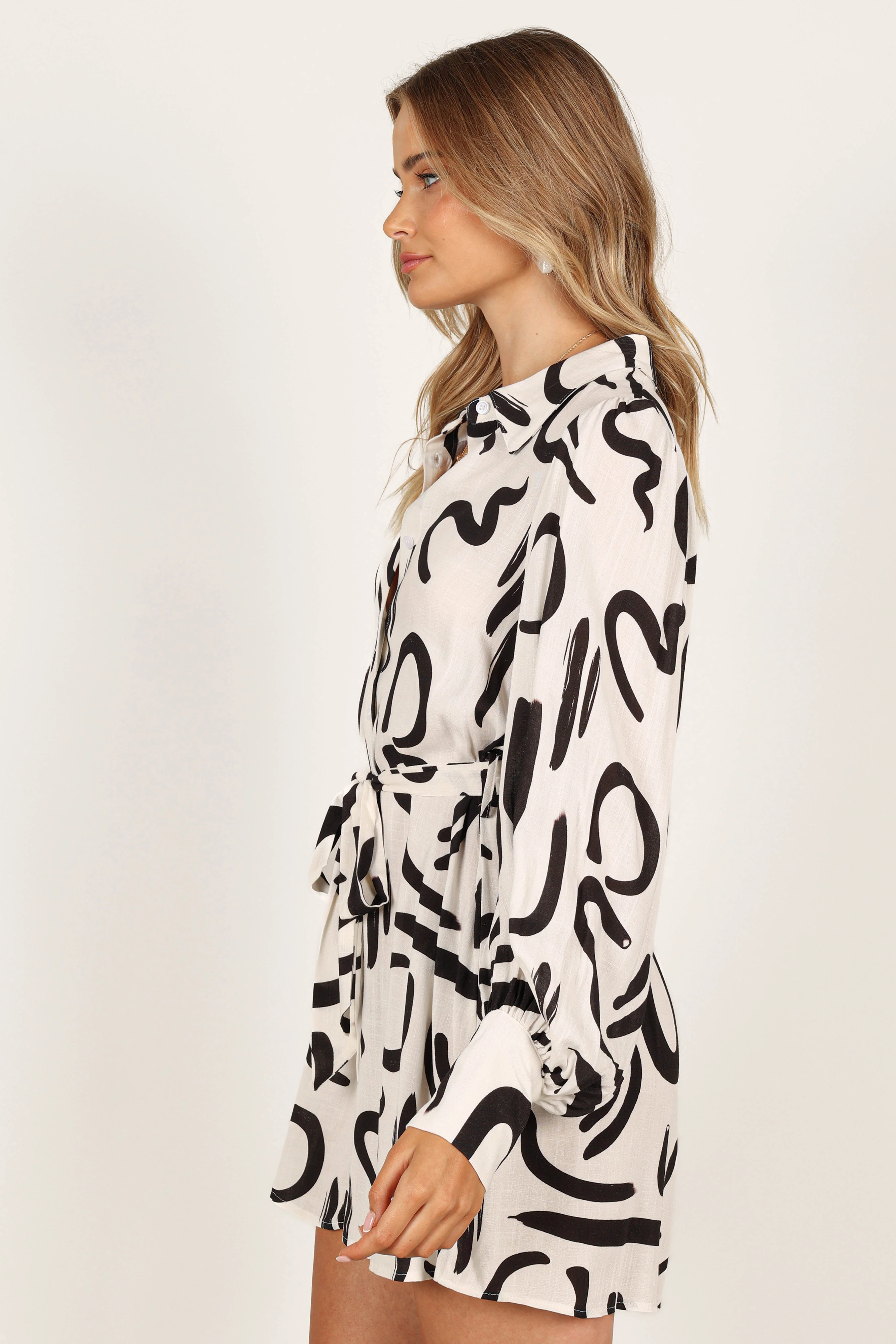 Cosmo Wrap Mini Dress - White/Black