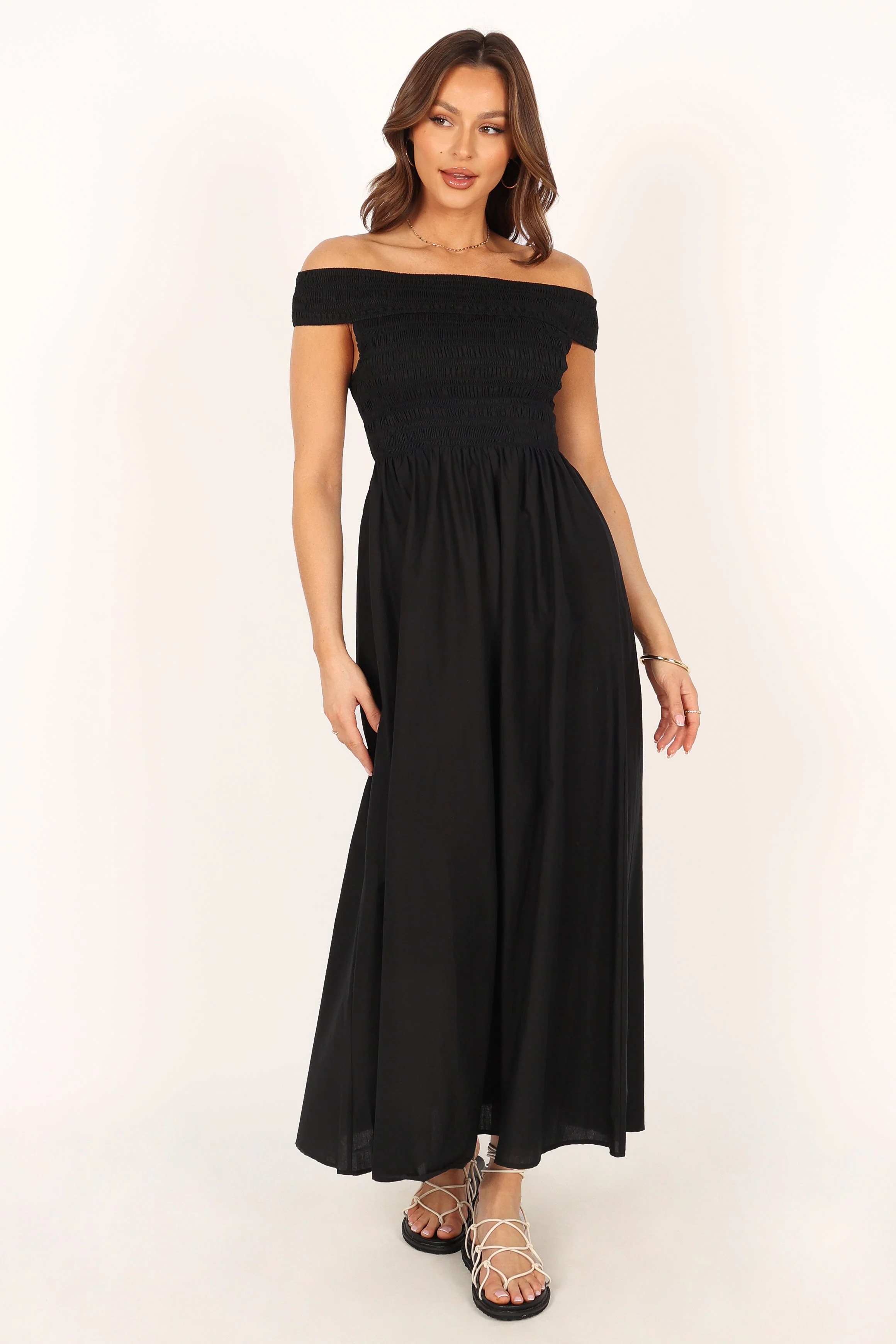 Tessa Off Shoulder Maxi Dress - Black