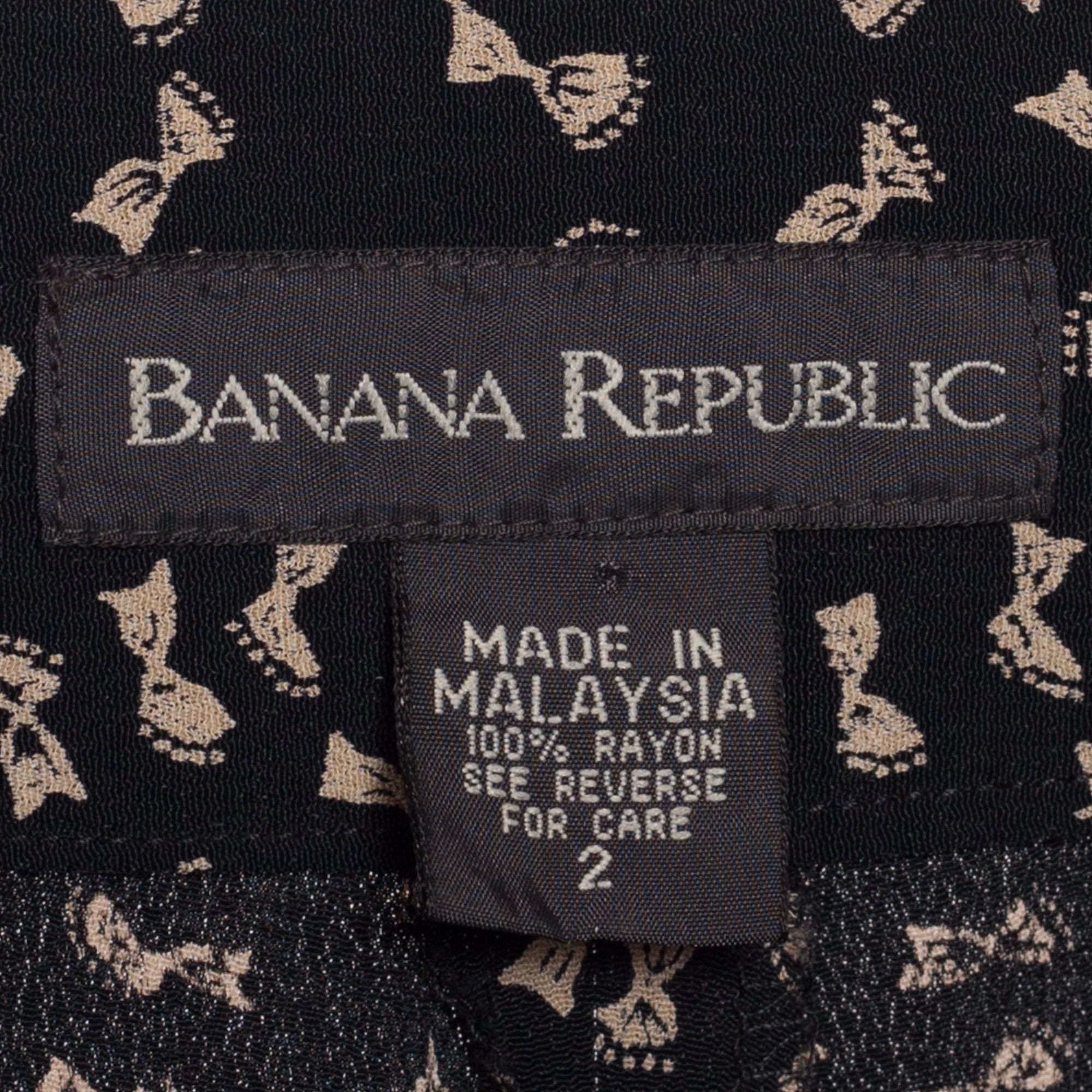 XS 90s Banana Republic Bow Tie Print Mini Skirt 24.5