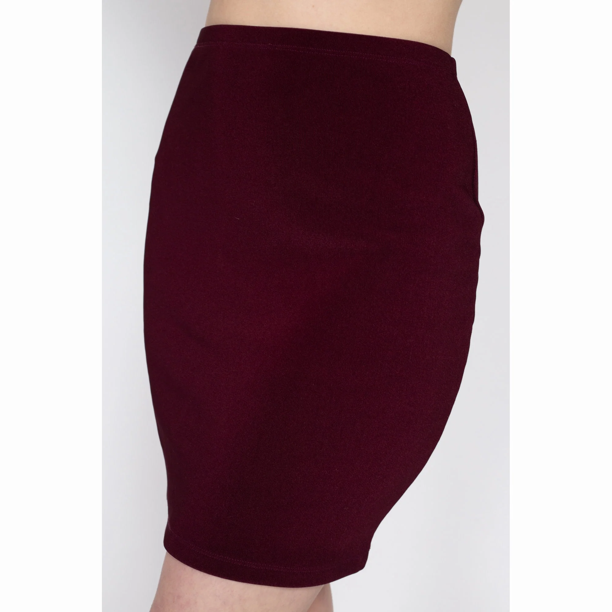Med-Lrg 90s J. Crew Wine Red Stretchy Mini Skirt