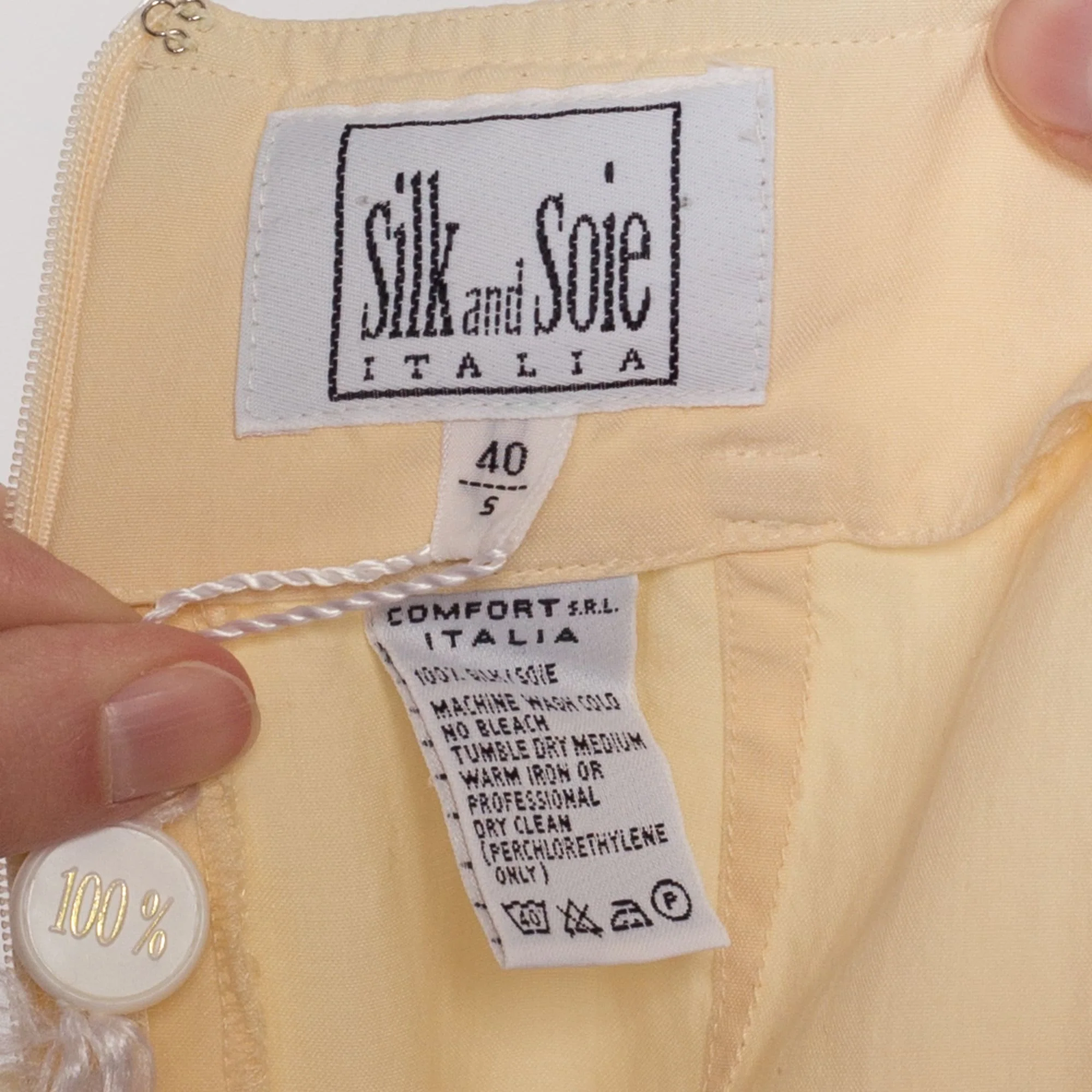 Small 90s Butter Yellow Silk Mini Skirt