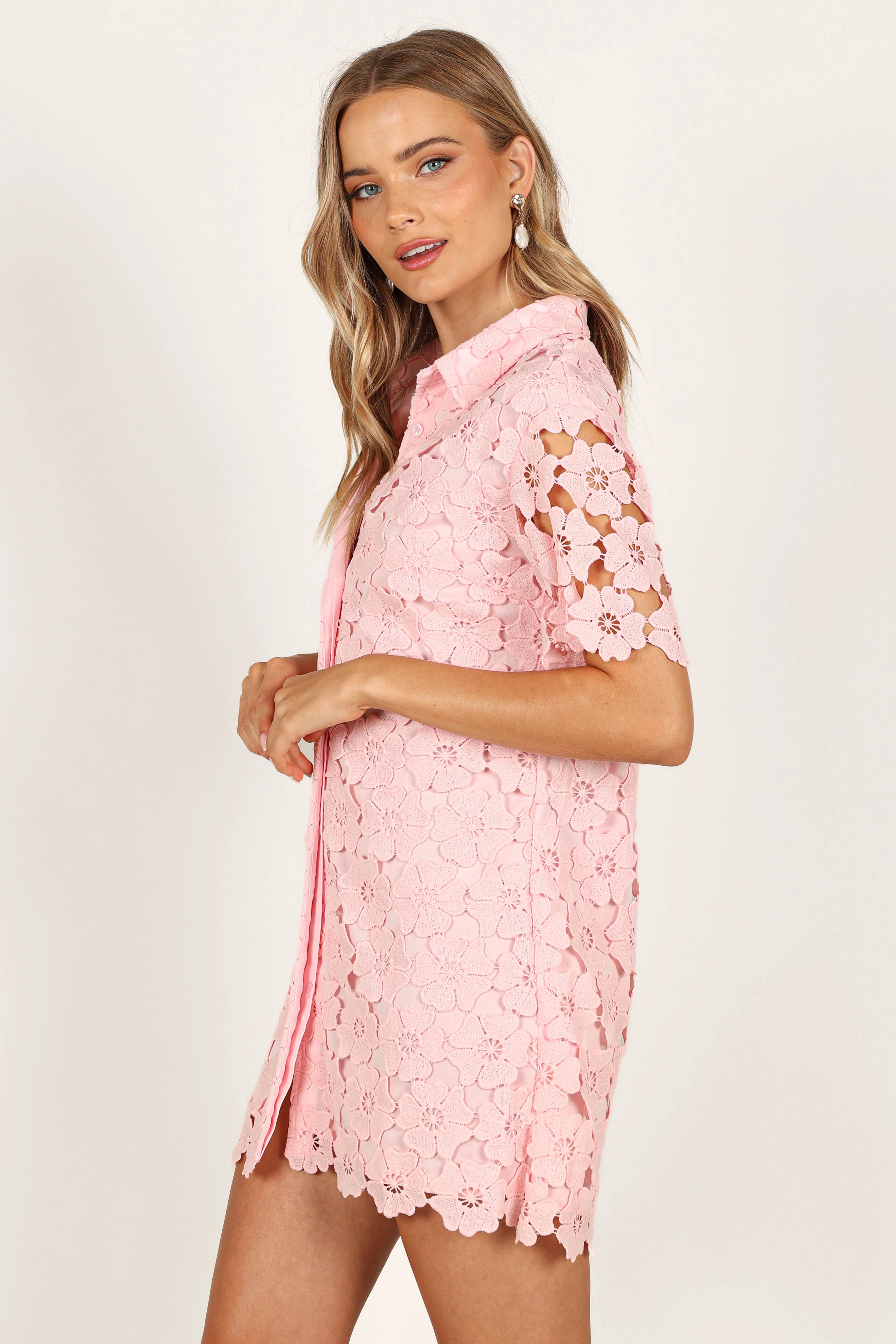 Tallie Button Up Mini Dress - Pink