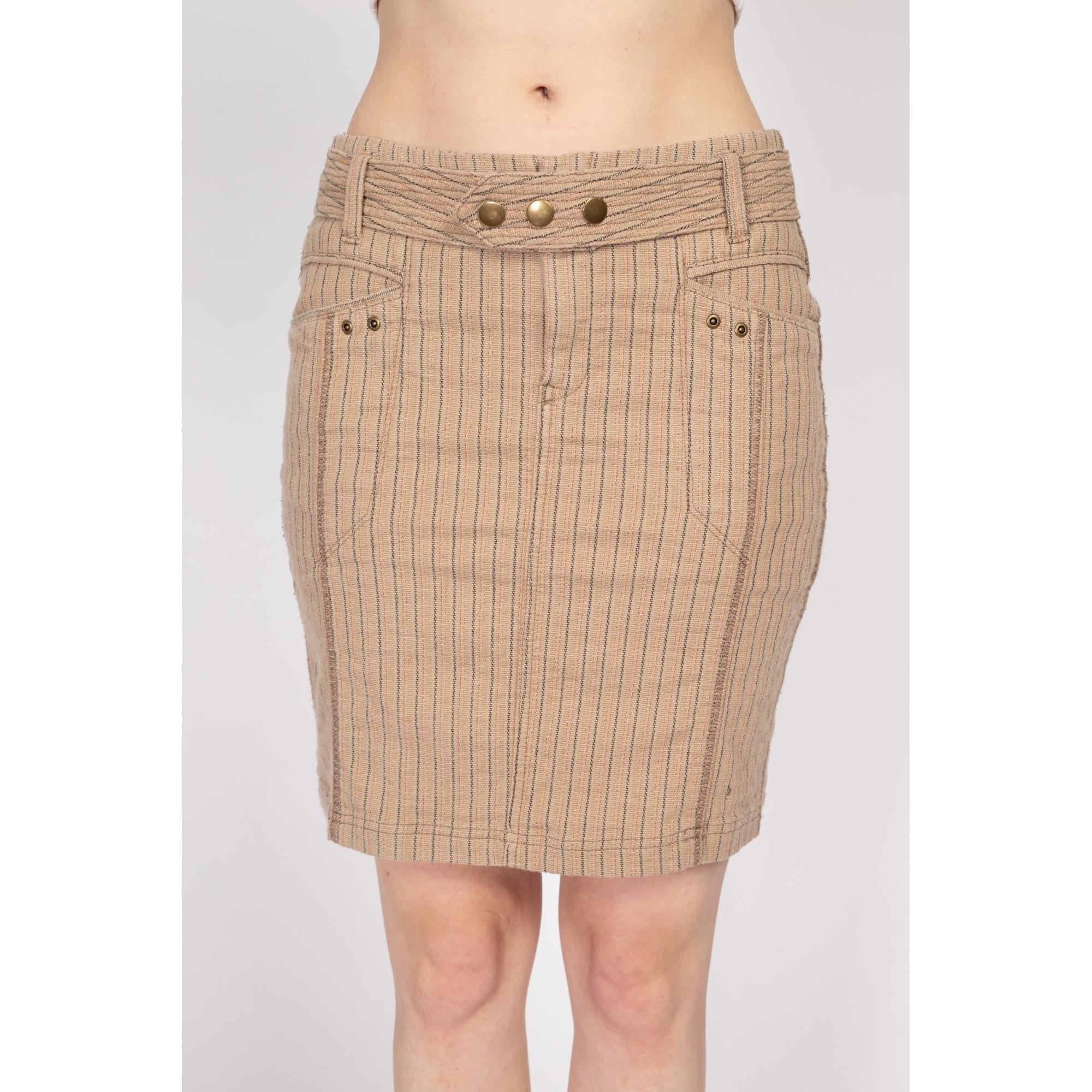 Small 90s Y2K Pinstriped Low Rise Mini Skirt