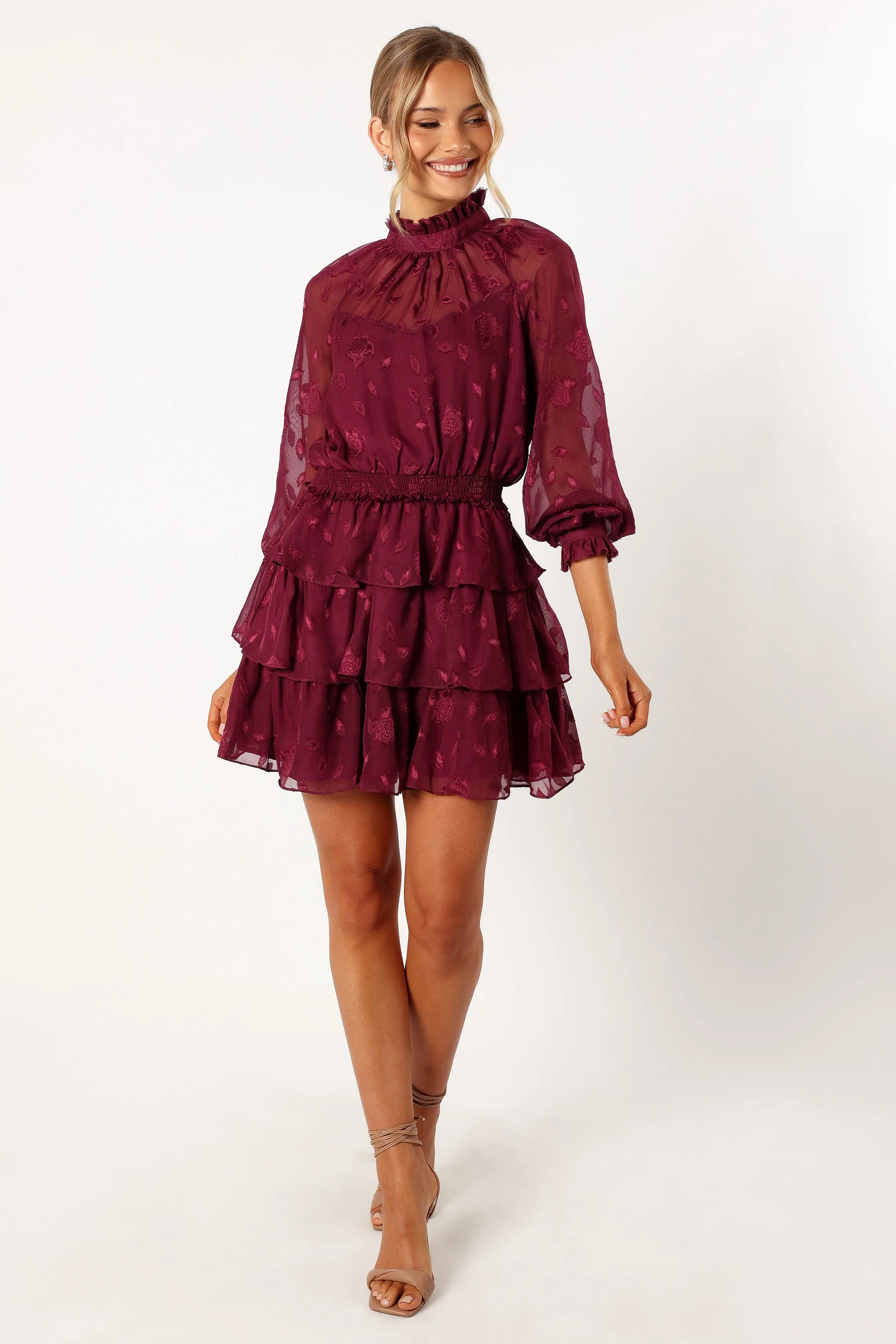 Sebastian Long Sleeve Mini Dress - Ruby