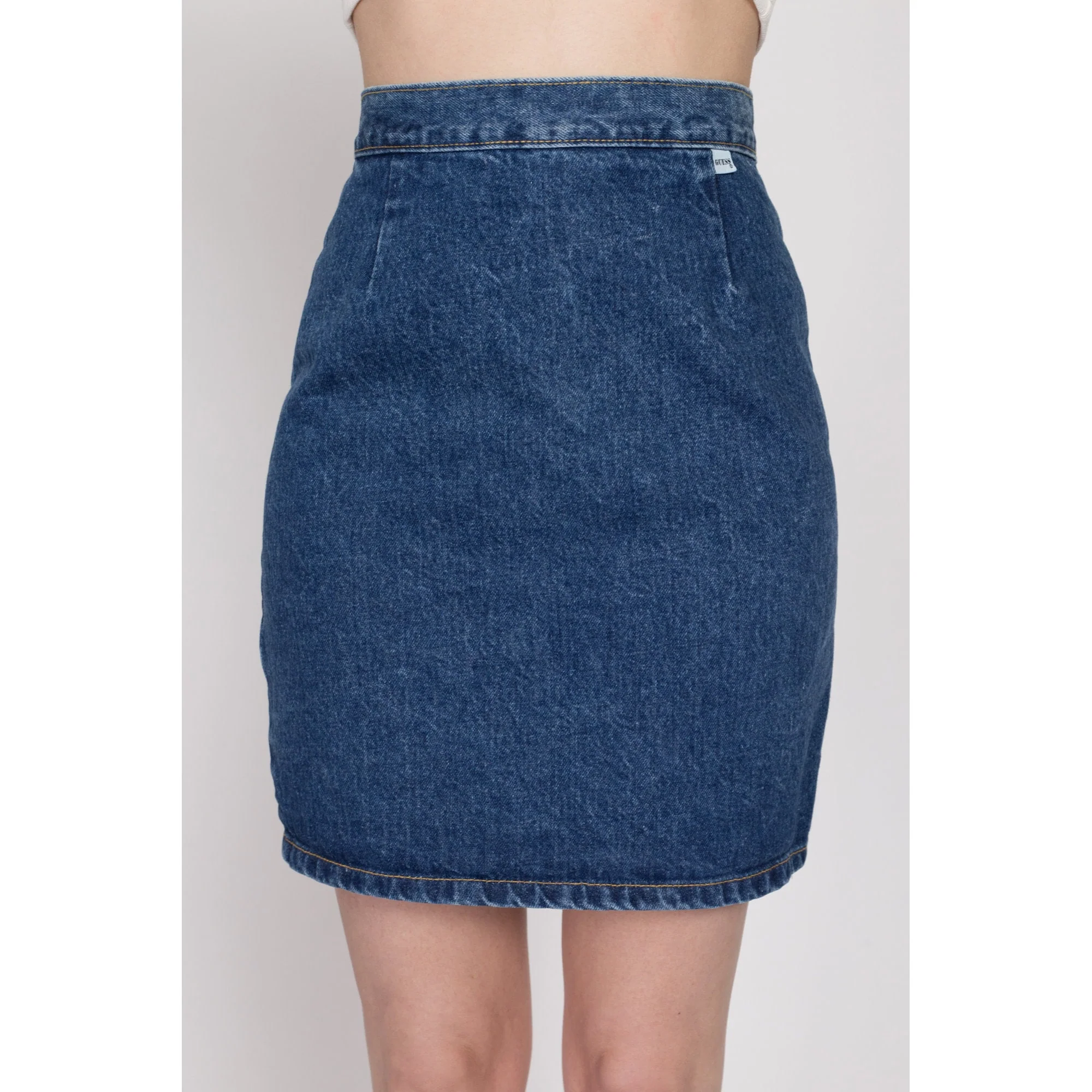 XS 80s Guess Jean Mini Pencil Skirt 25