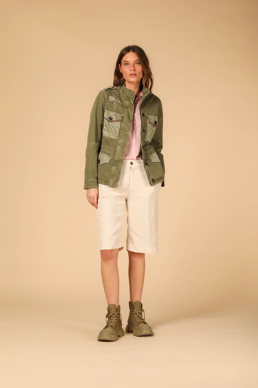 New York Straight woman's chino bermuda in tencel and linen regular