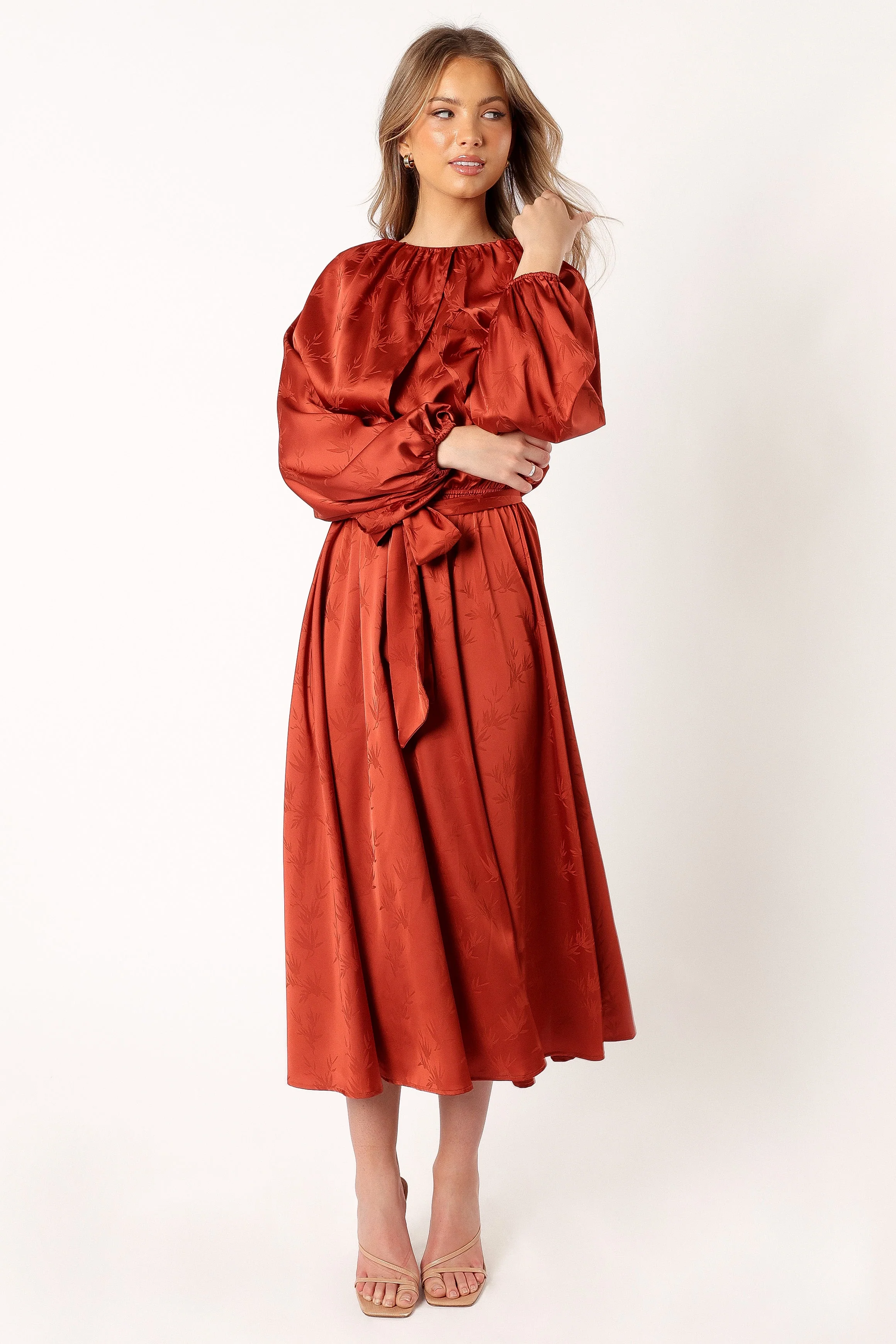 Lexie Long Sleeve Midi Dress - Bronze