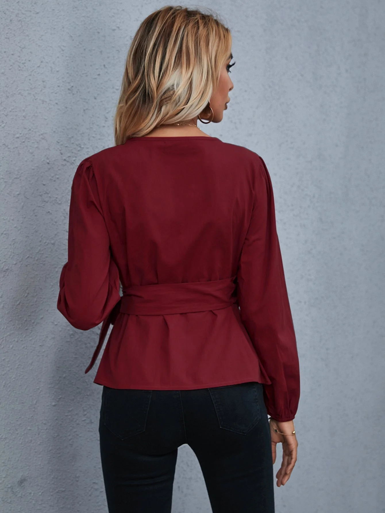 KittenAlarm - Wrap Tie Side Blouse