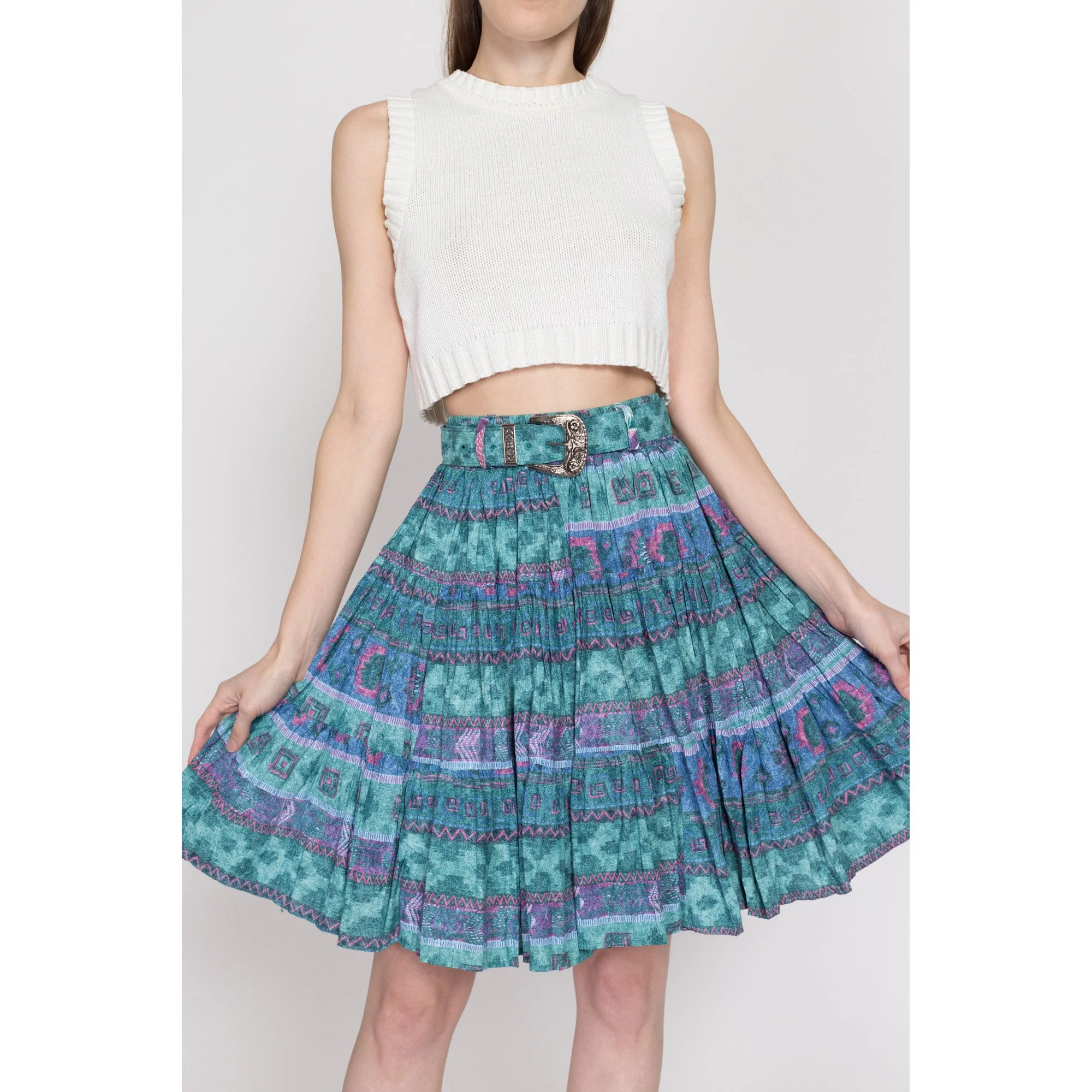 XS-Med 90s Southwestern Square Dance Skirt