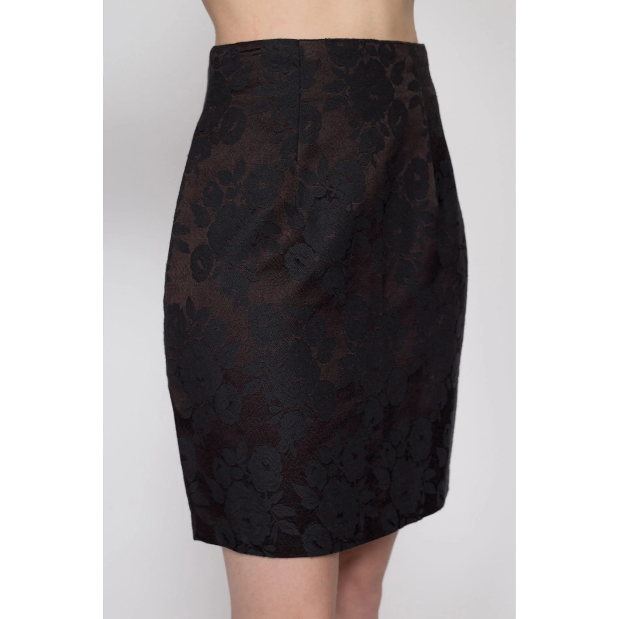 Small 90s Black Jacquard Mini Skirt 26