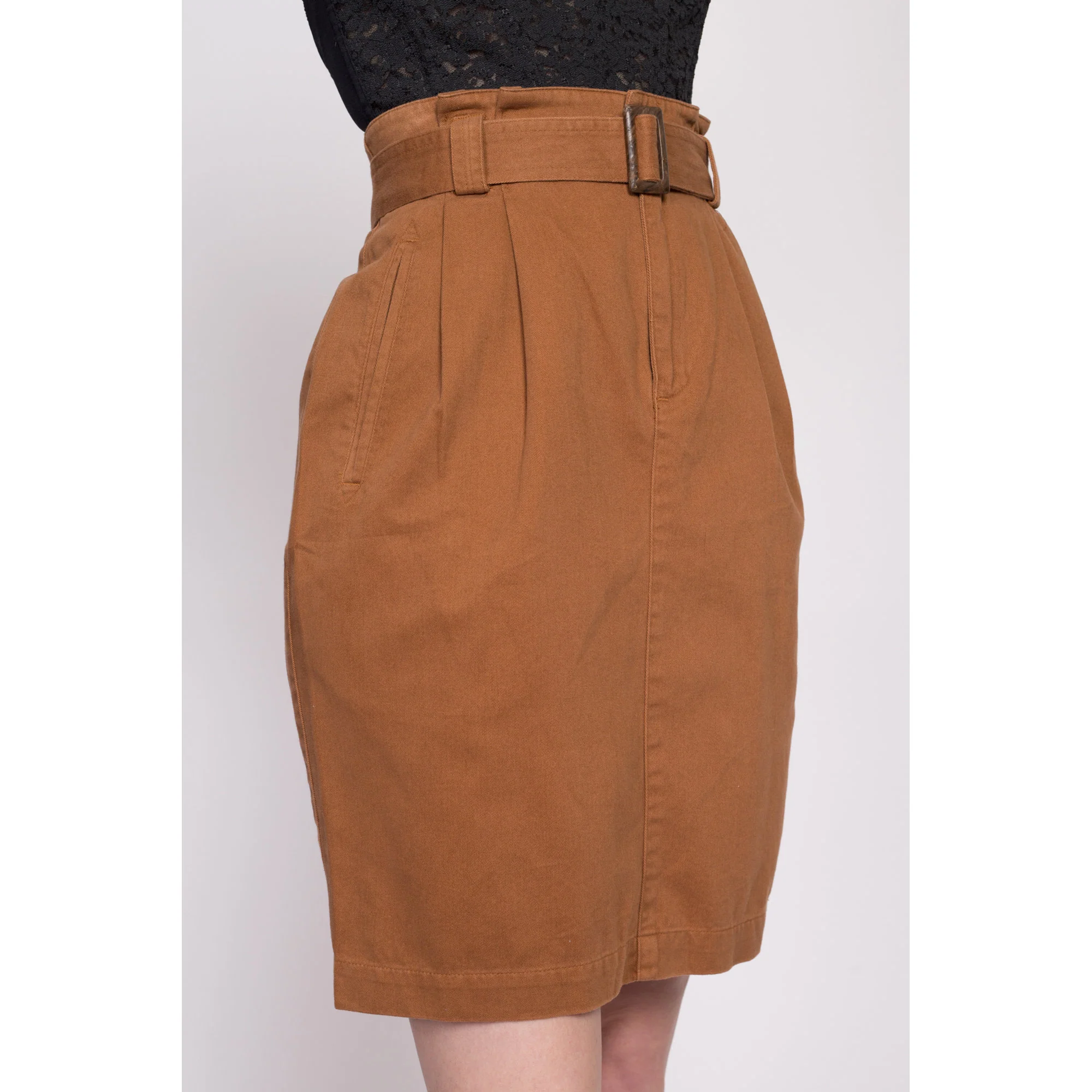 90s Paper Bag Waist Belted Mini Skirt - Small