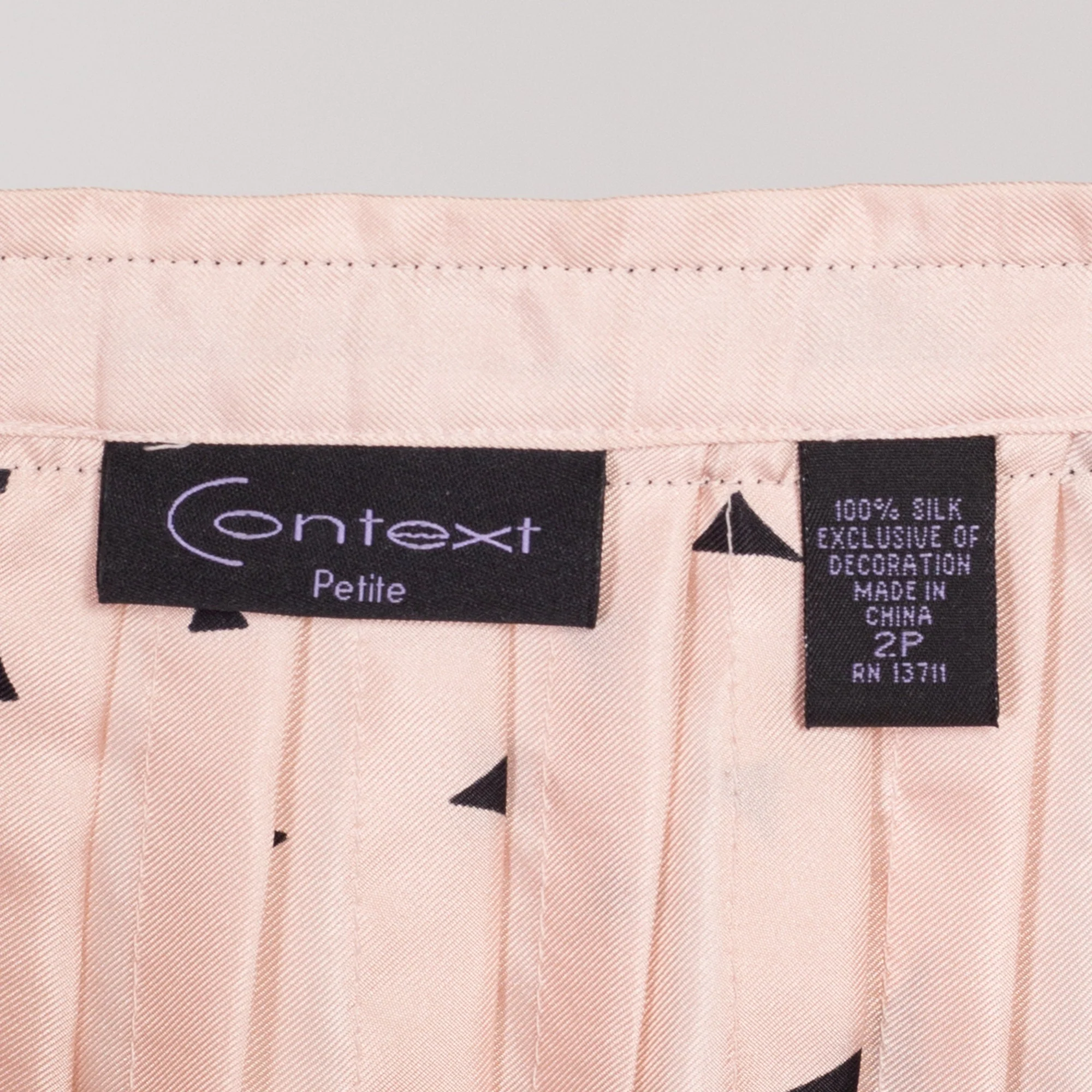 XS-Sm 90s Pink & Black Silk Polka Dot Skirt