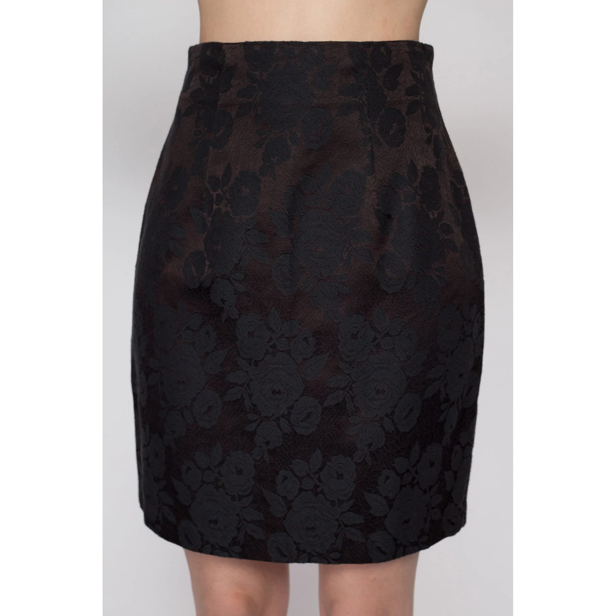 Small 90s Black Jacquard Mini Skirt 26