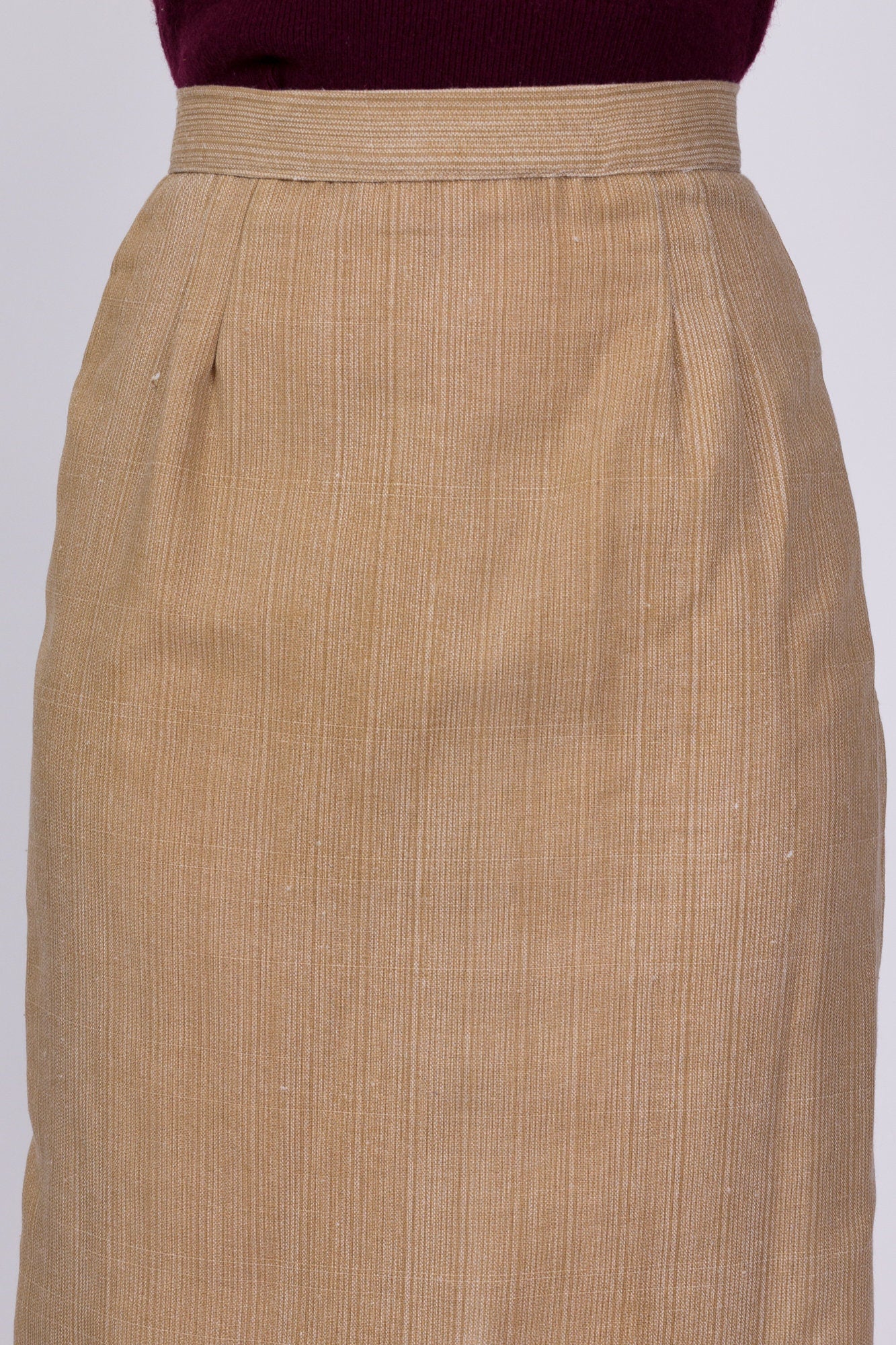 80s Tan Bow Pencil Skirt - Extra Small, 23.5