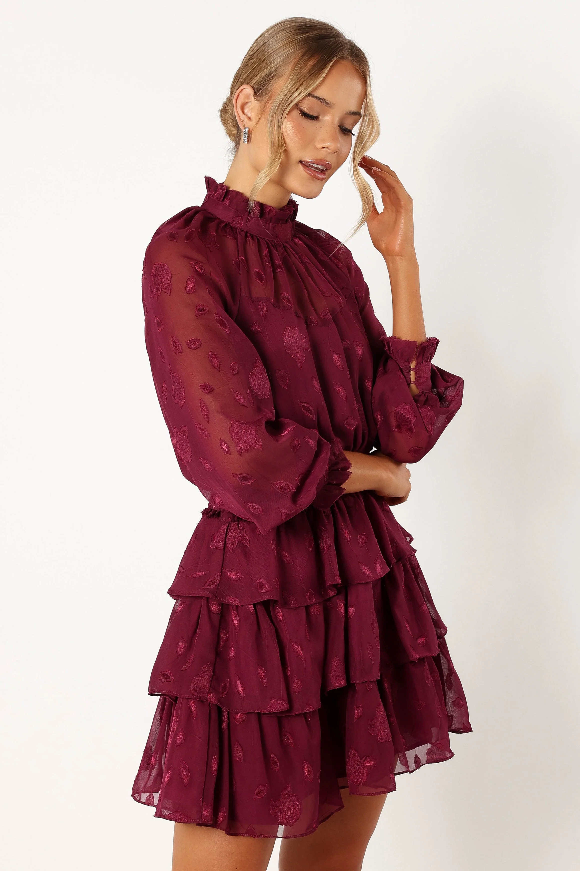 Sebastian Long Sleeve Mini Dress - Ruby