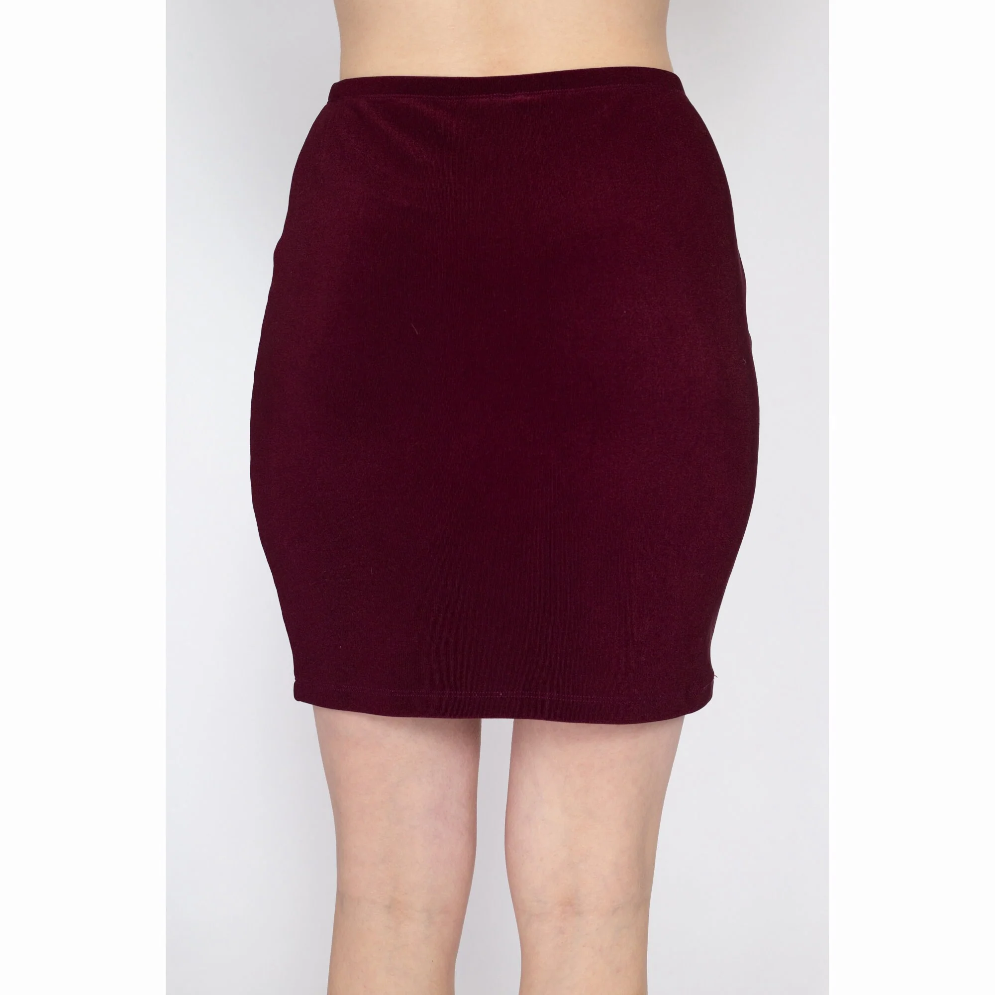 Med-Lrg 90s J. Crew Wine Red Stretchy Mini Skirt