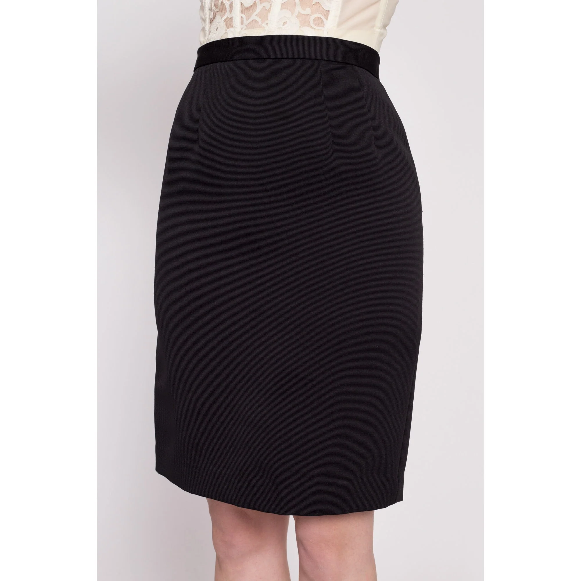 70s Black High Waisted Pencil Skirt - Extra Small, 24.5