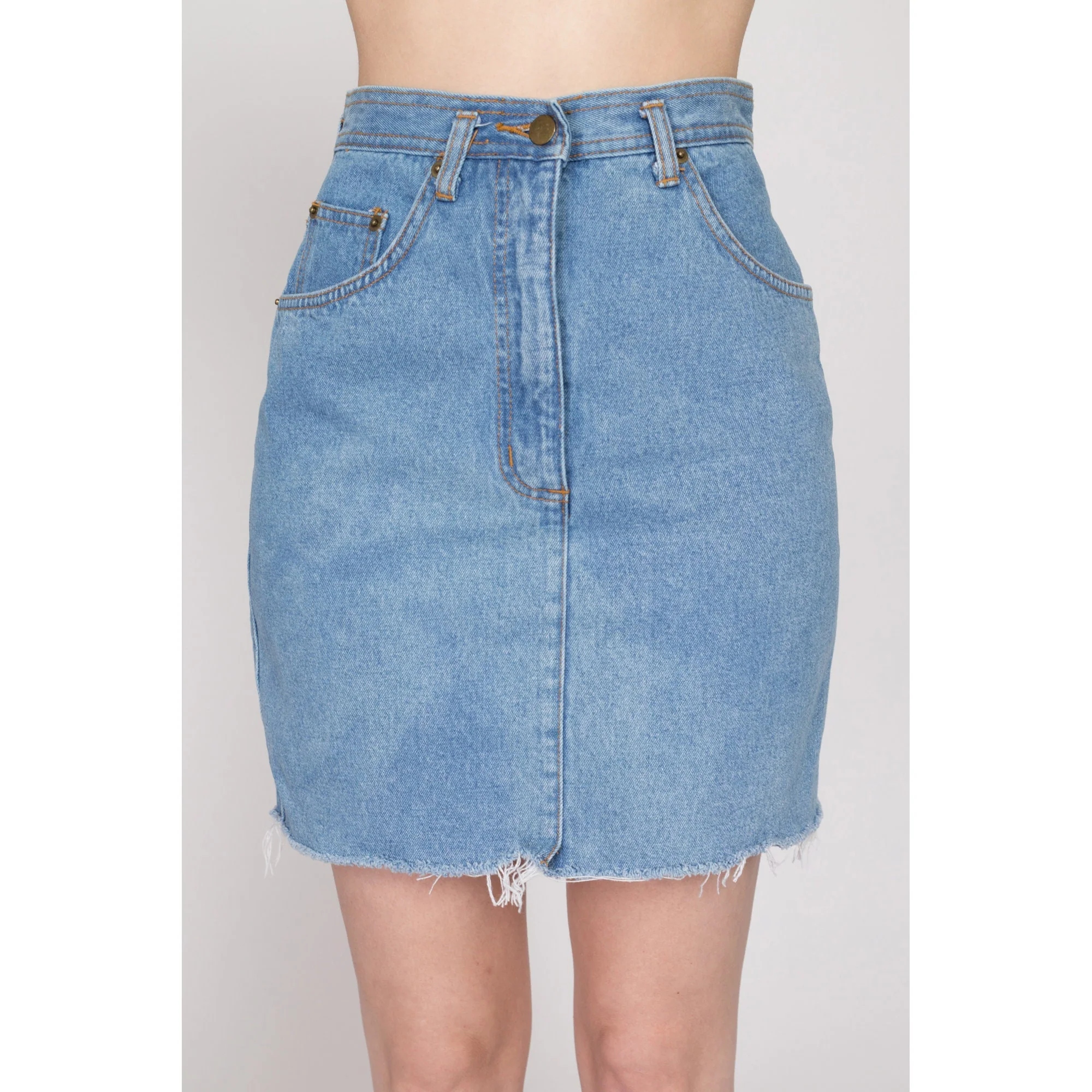 Small 90s Light Wash Denim Mini Skirt 26