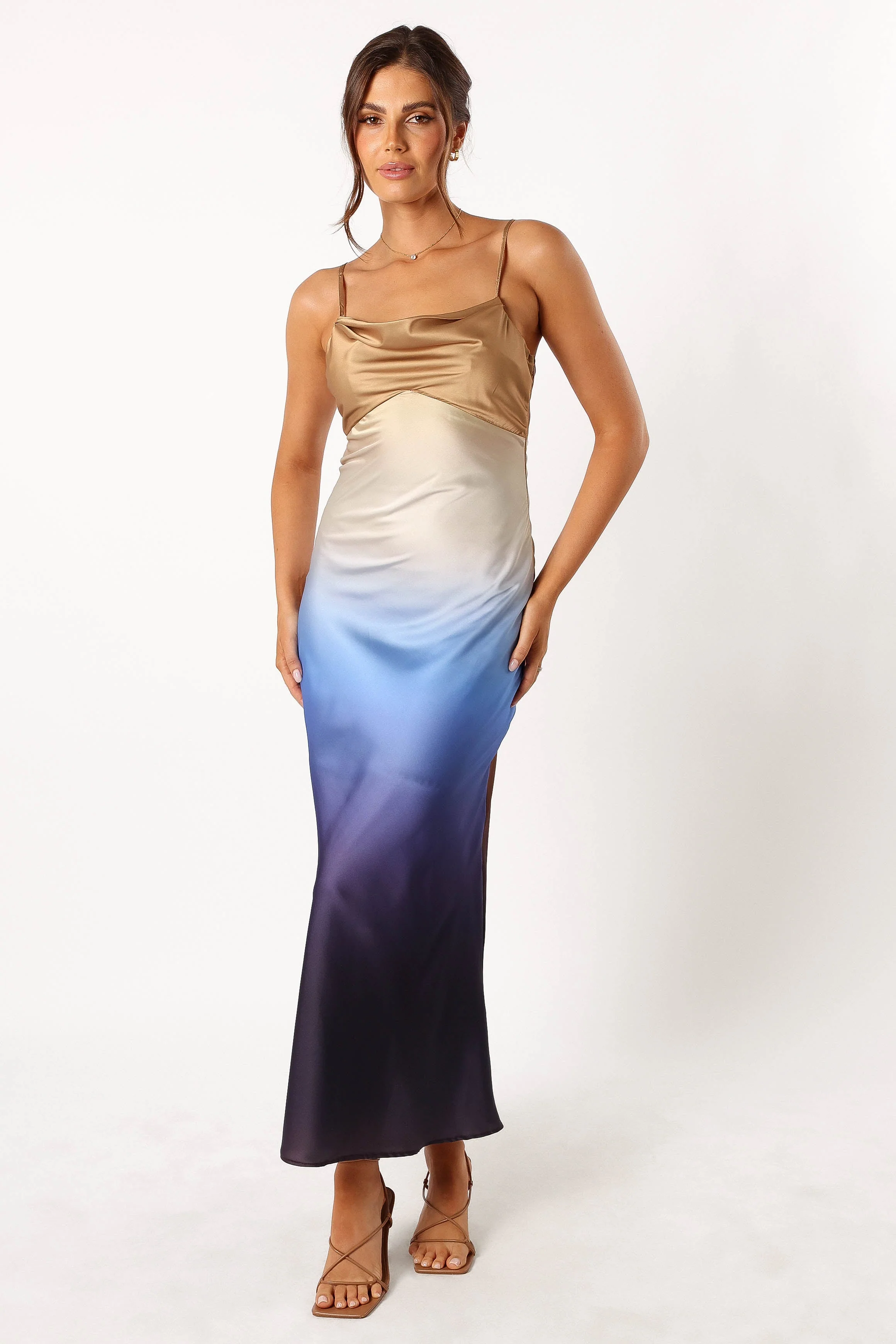 Dusk Midi Slip Dress - Navy Ombre