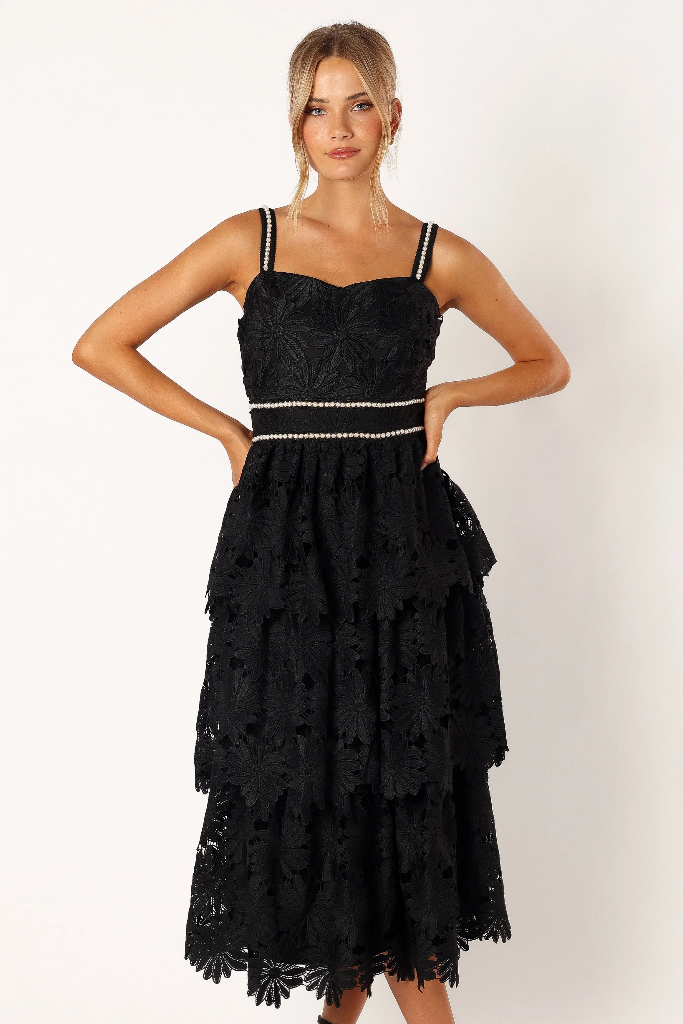 Knox Tiered Midi Dress - Black