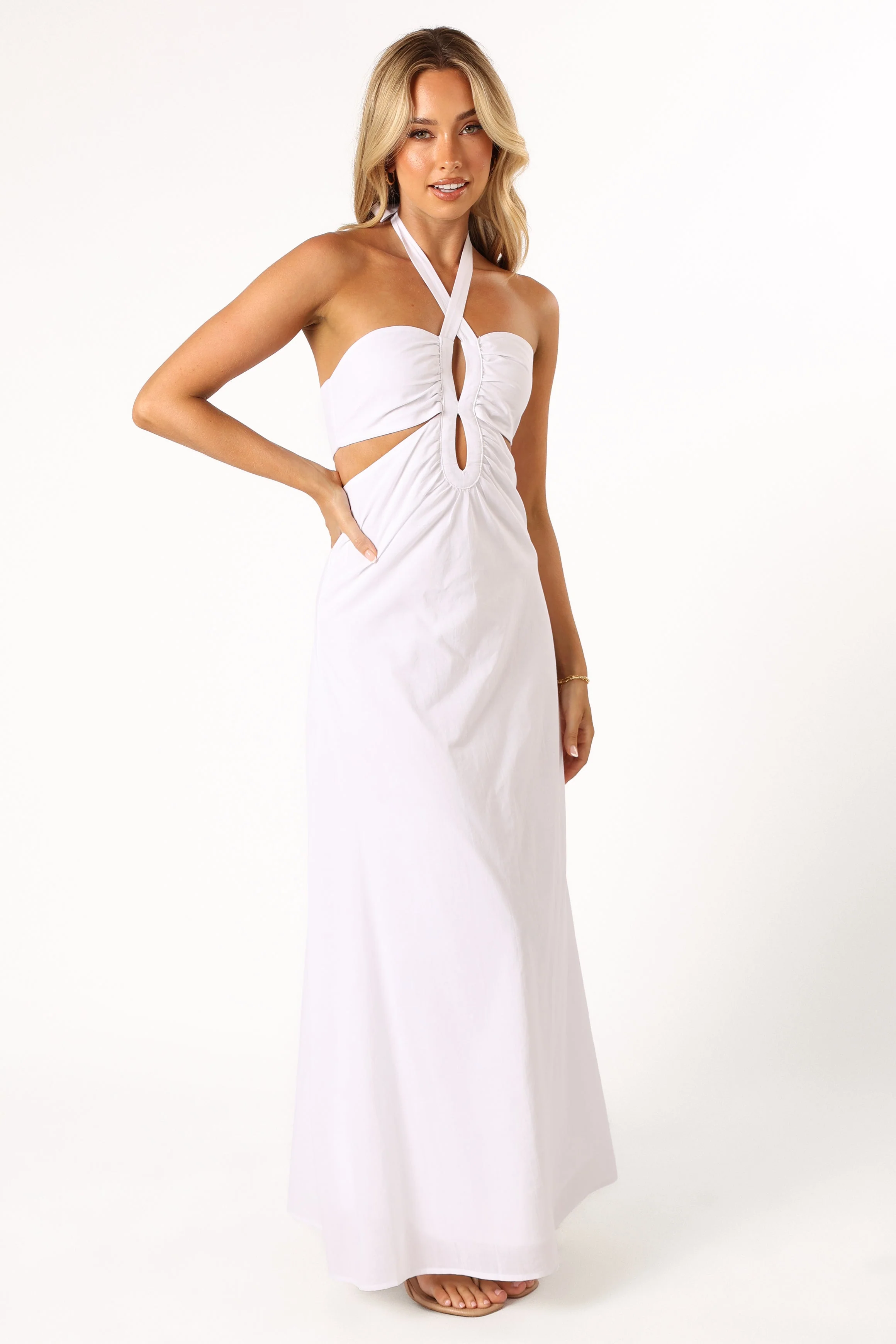 Kallos Halterneck Maxi Dress - White