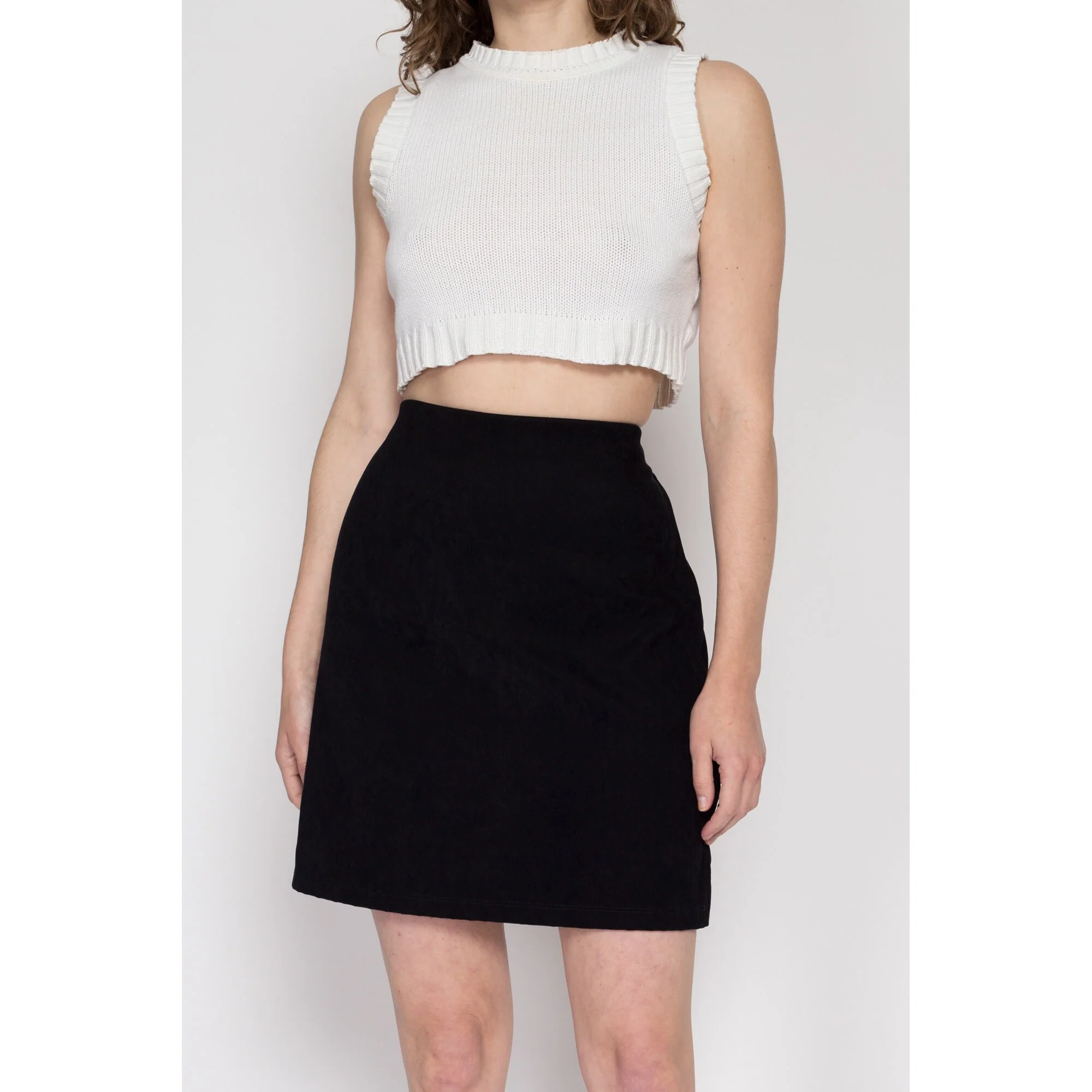 Med-Lrg Y2K Black Ultrasuede Mini Skirt