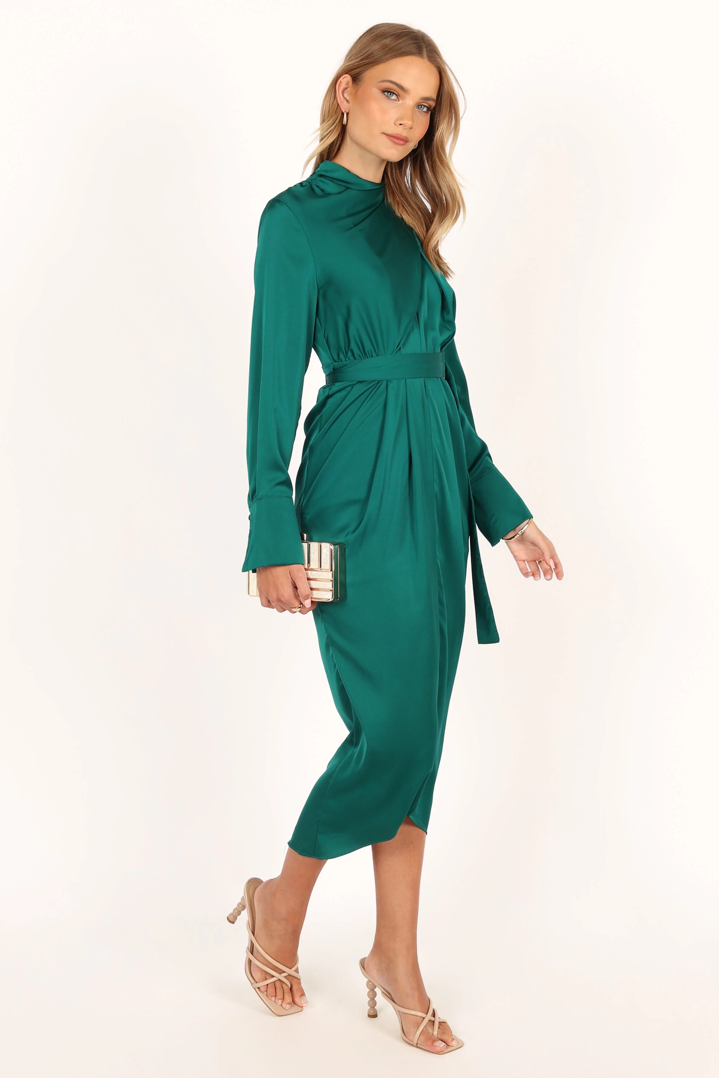 Dionne Long Sleeve Midi Dress - Emerald