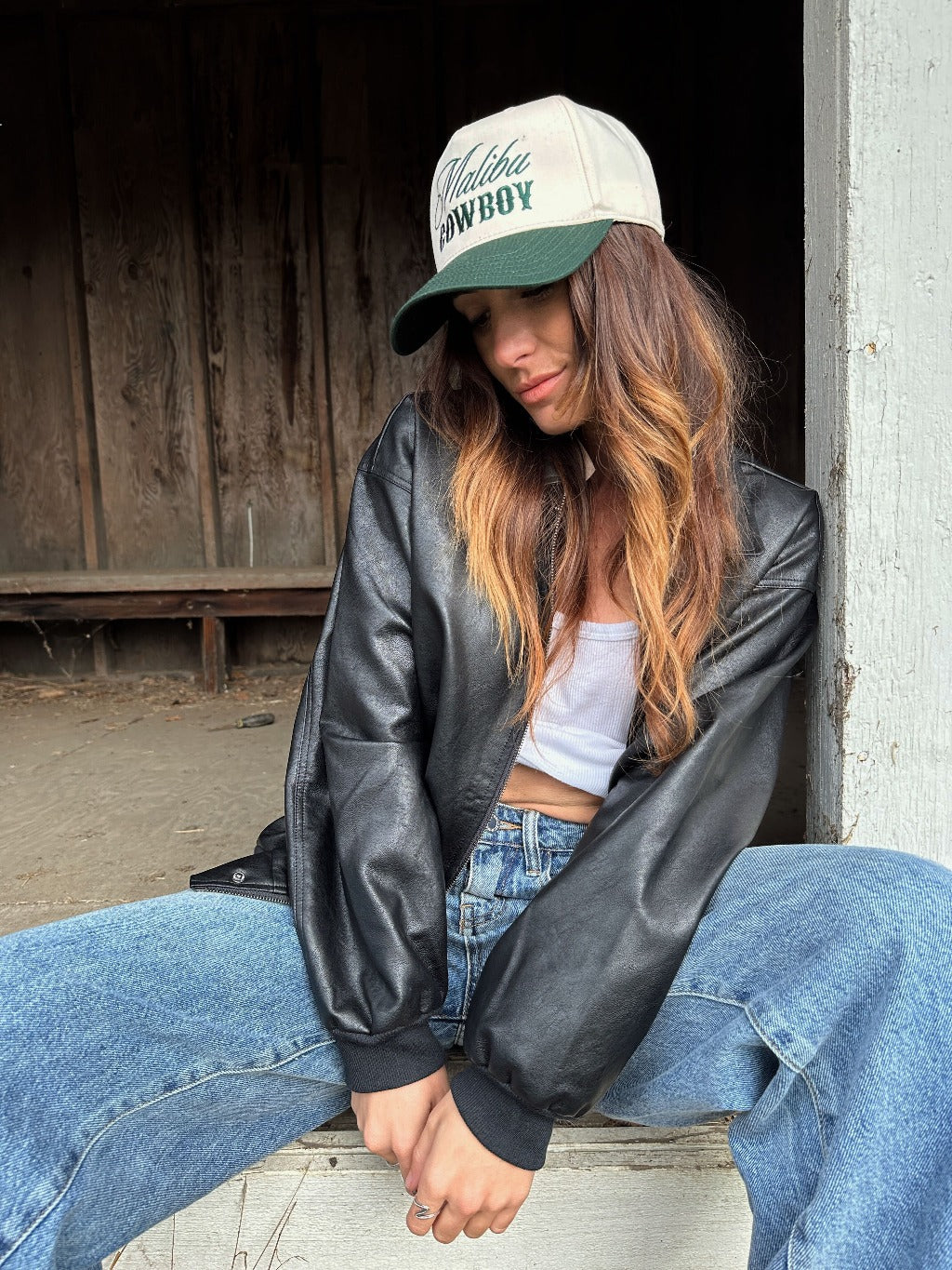 Teagan Black Faux Leather Bomber Jacket