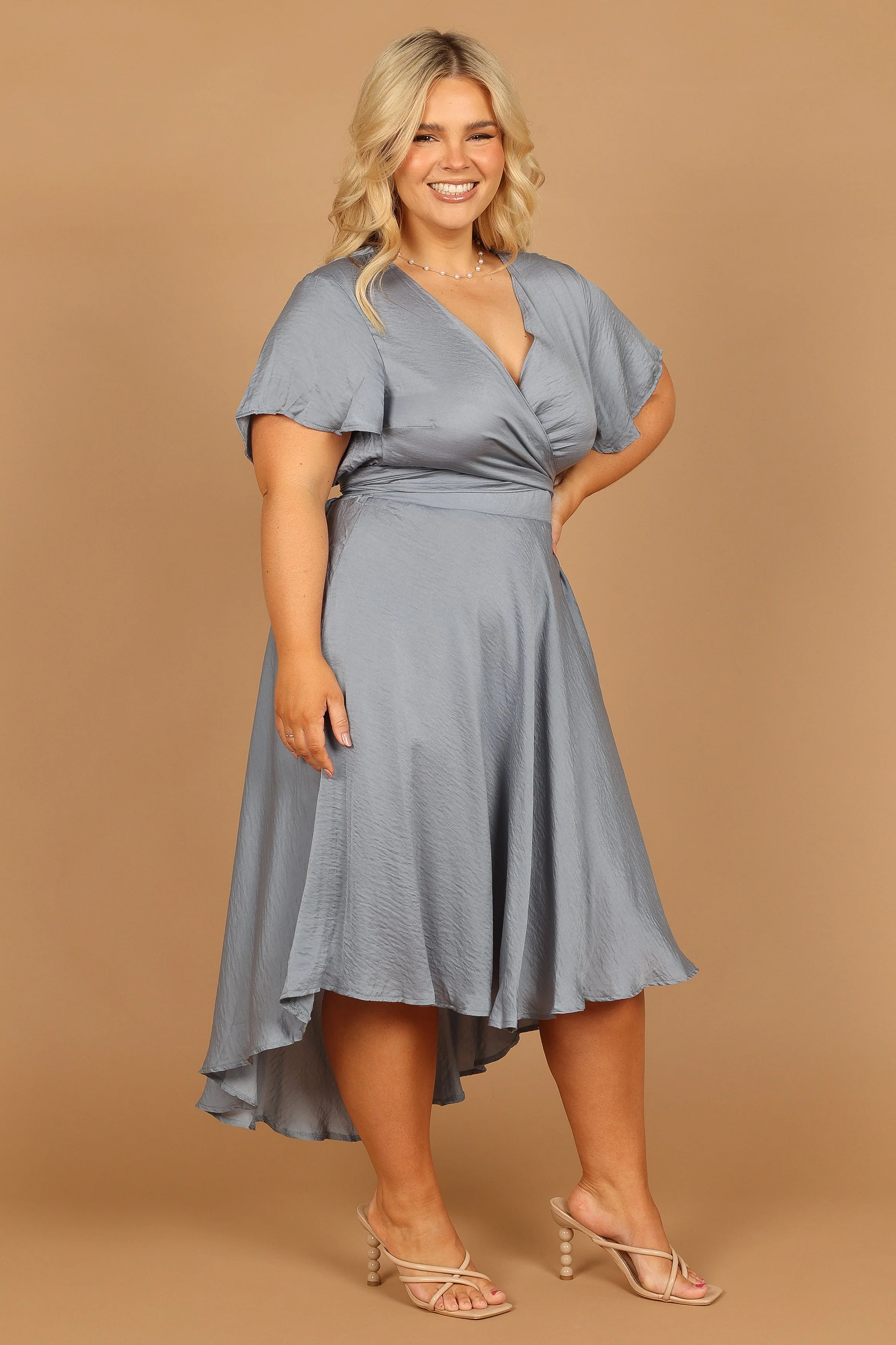 Amanda Hi Lo Tie Front Dress - Blue