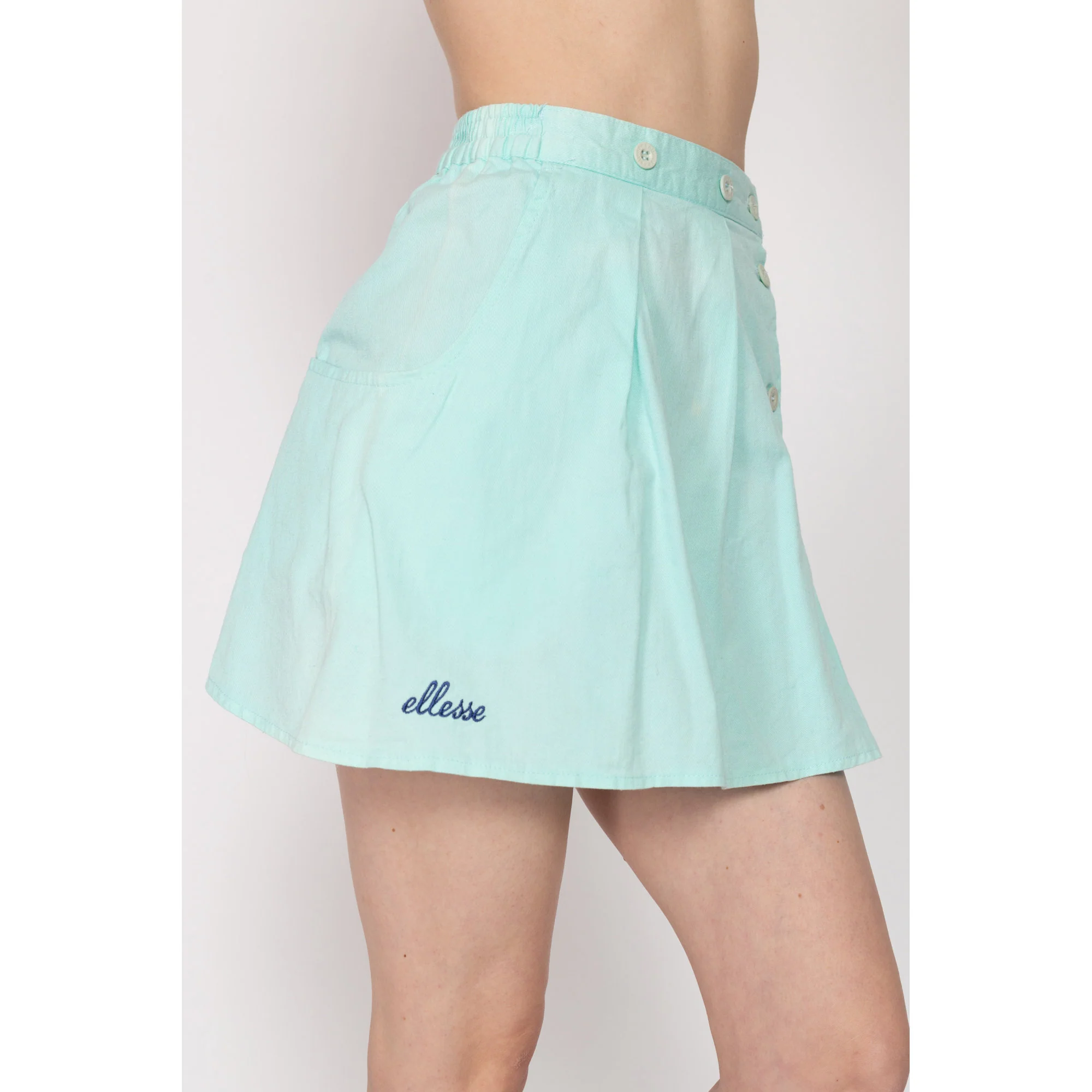 XS 80s Ellesse Aqua Blue Mini Tennis Skirt