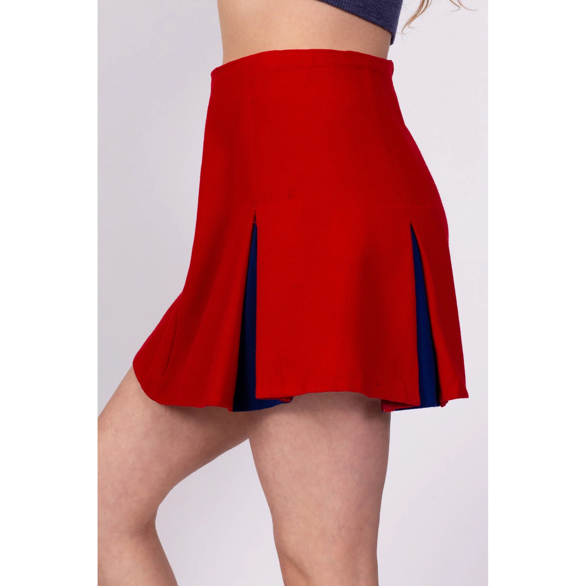 70s Red Cheerleader Mini Skirt - Medium, 28