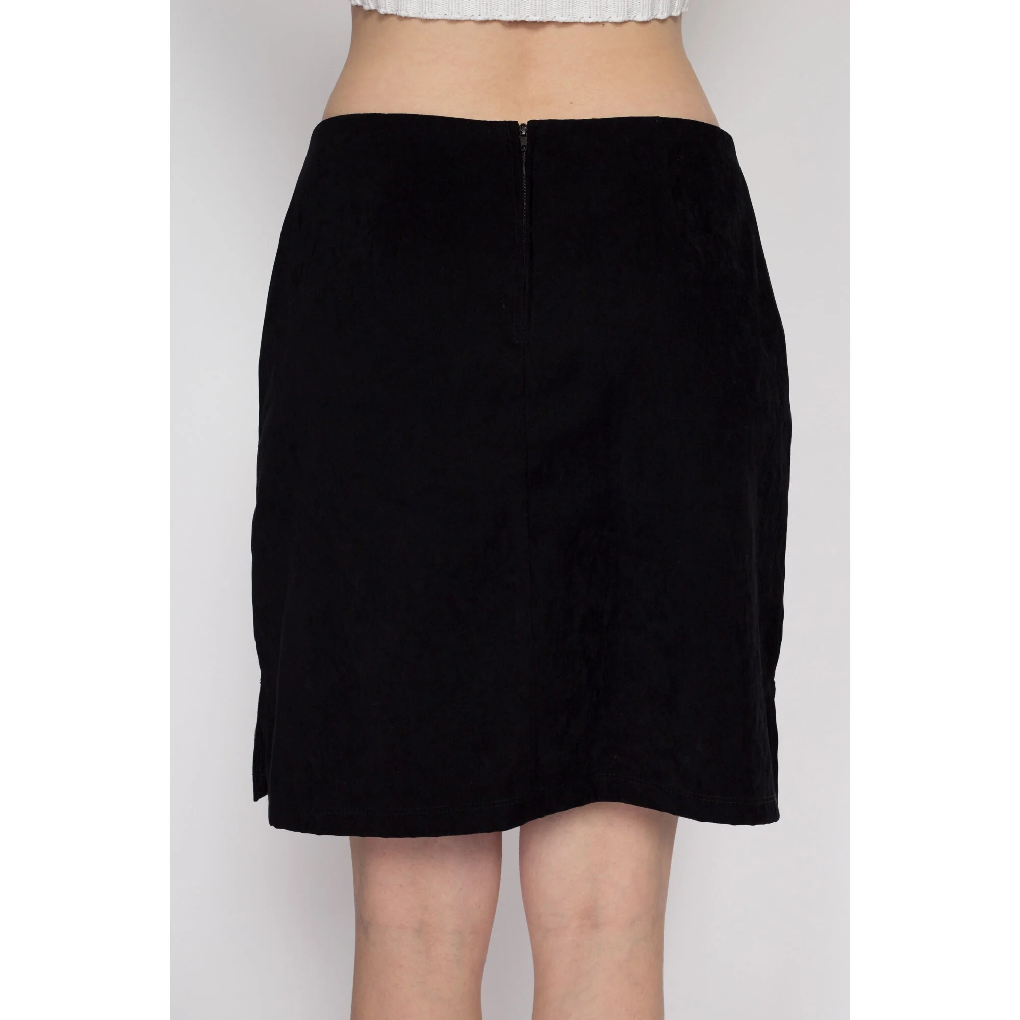 Med-Lrg Y2K Black Ultrasuede Mini Skirt