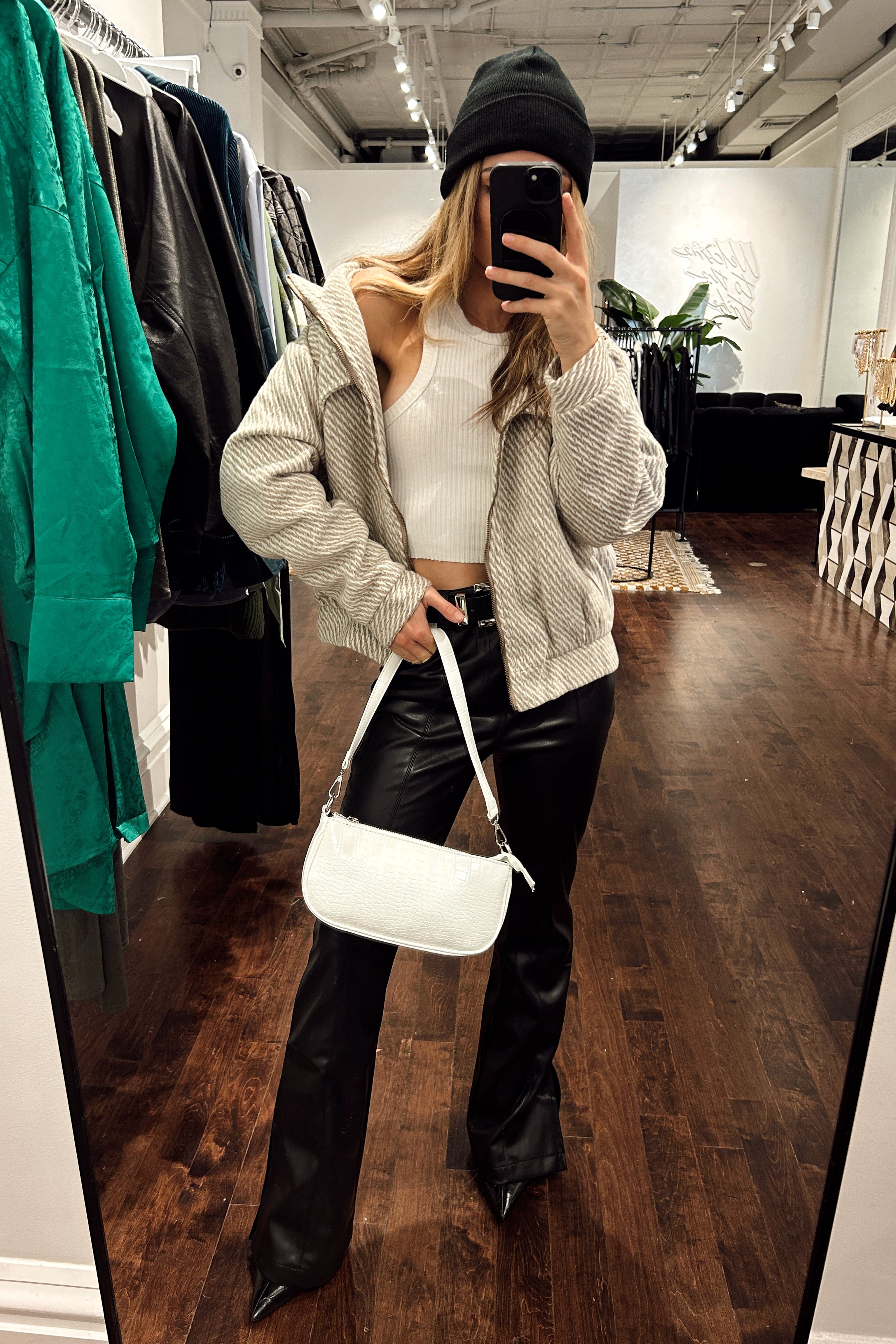 Marina Taupe Wool Moto Jacket