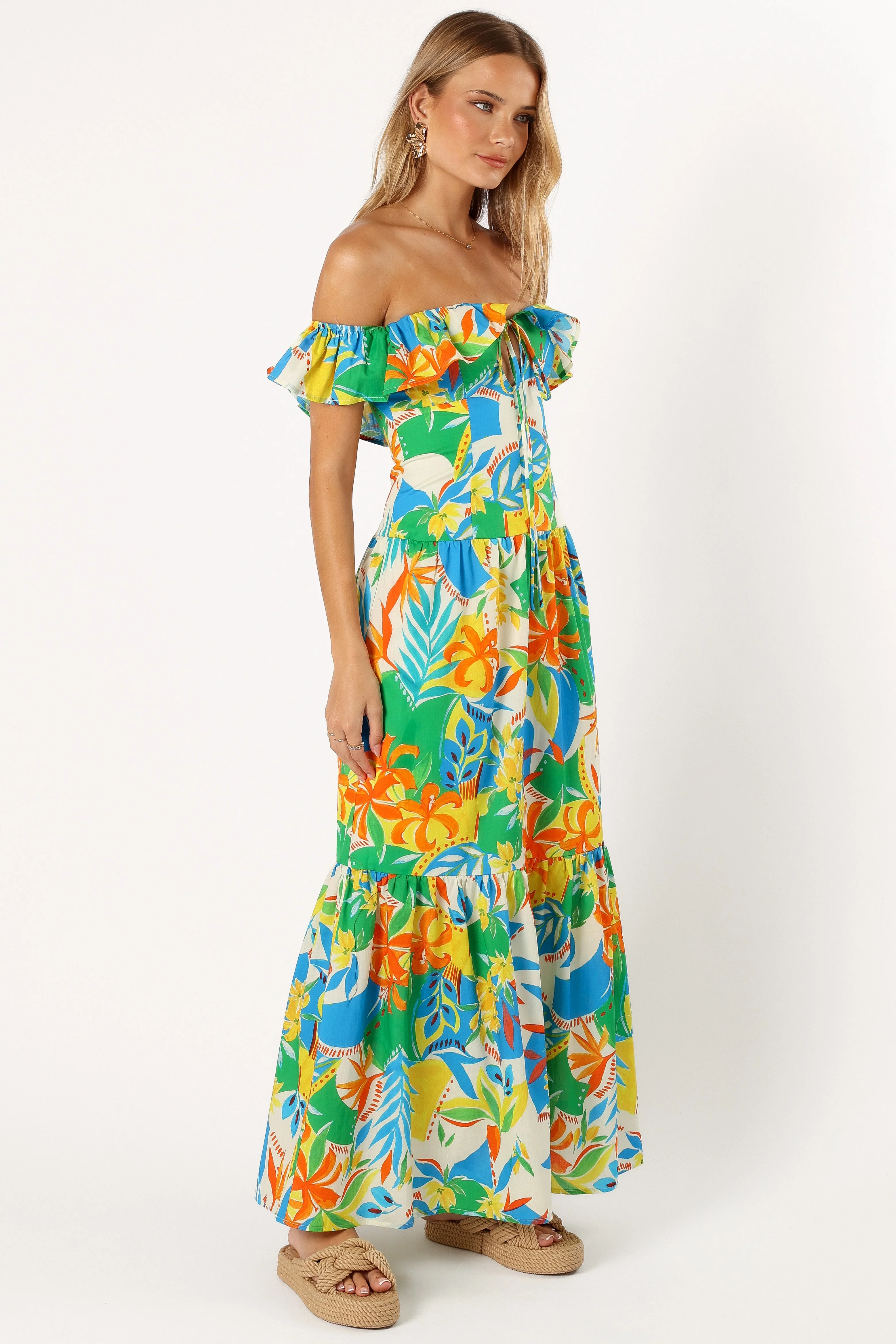 Harriet Off Shoulder Maxi Dress - Malta Print