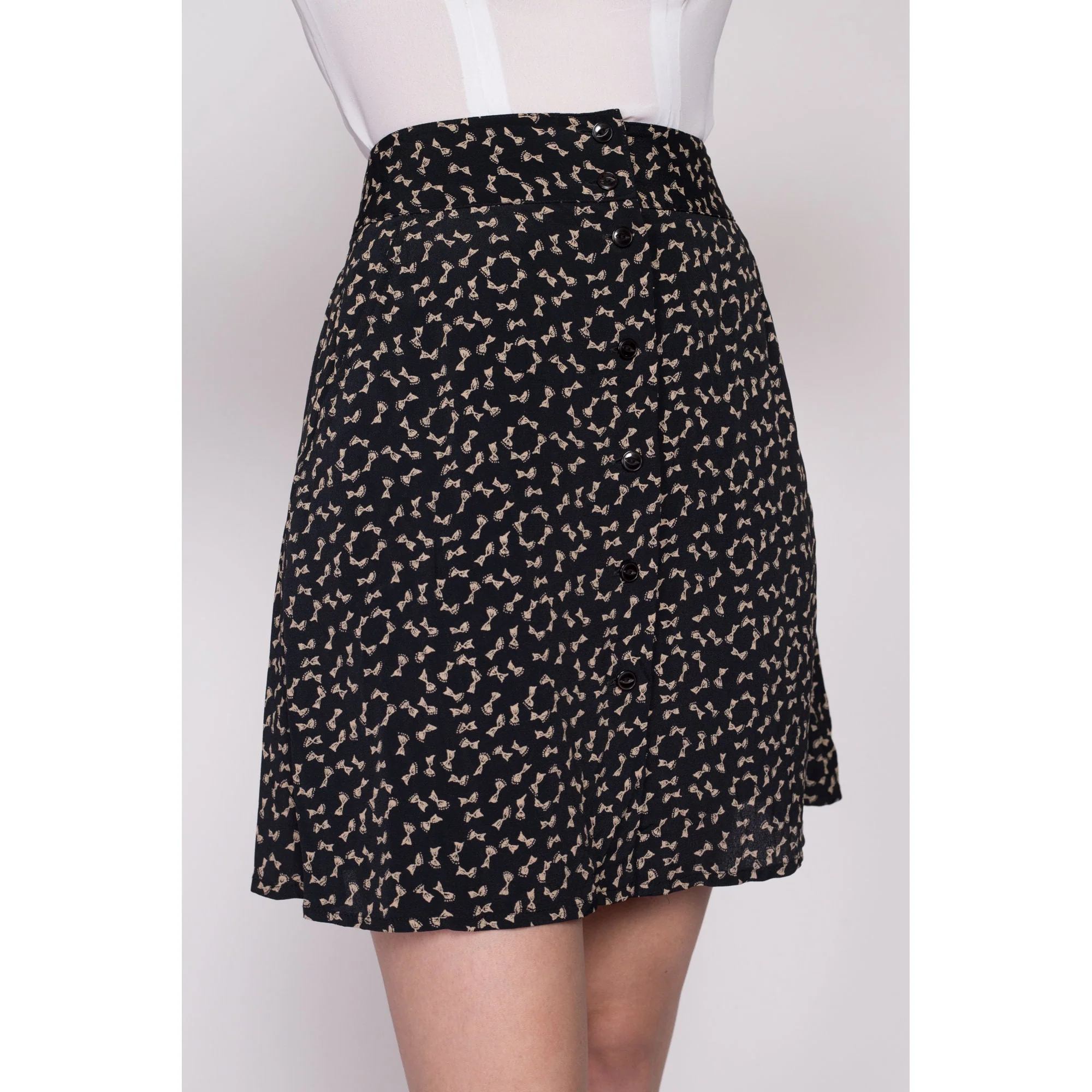 XS 90s Banana Republic Bow Tie Print Mini Skirt 24.5