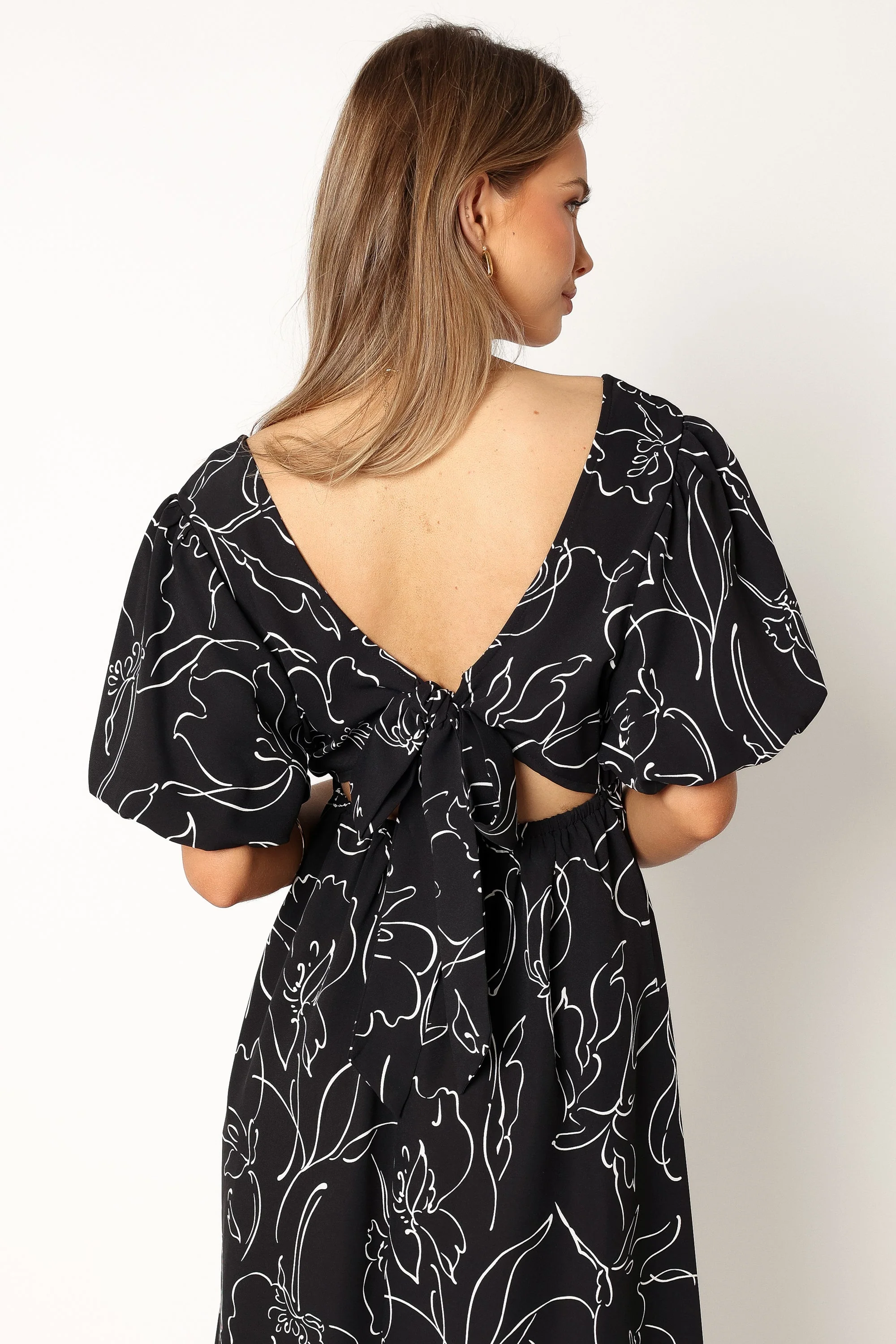 Hallie Midi Dress - Black White