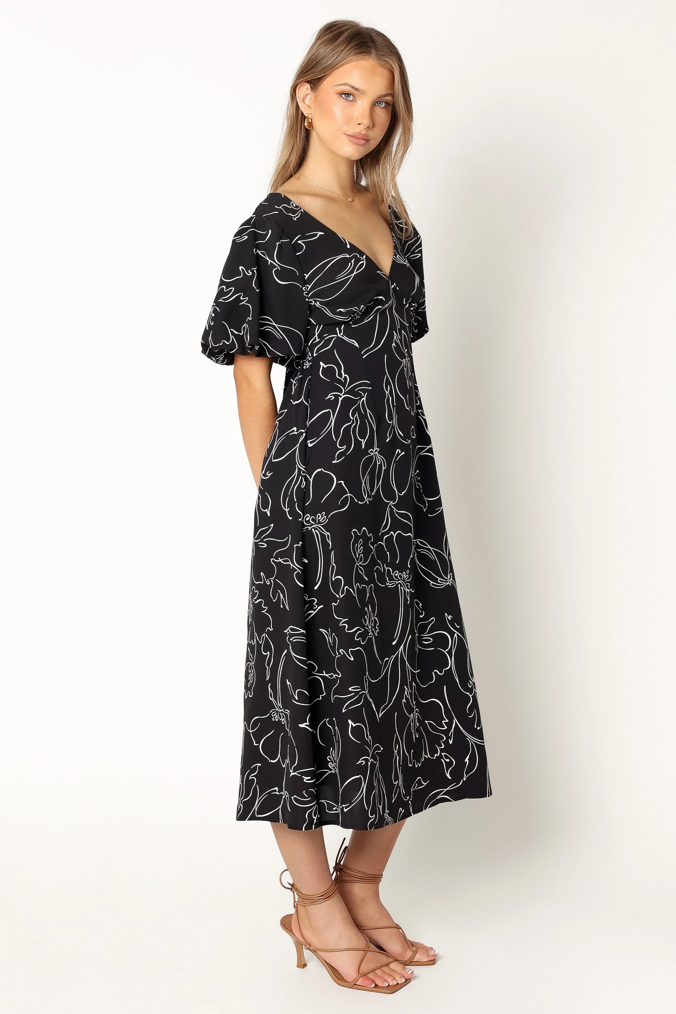 Hallie Midi Dress - Black White
