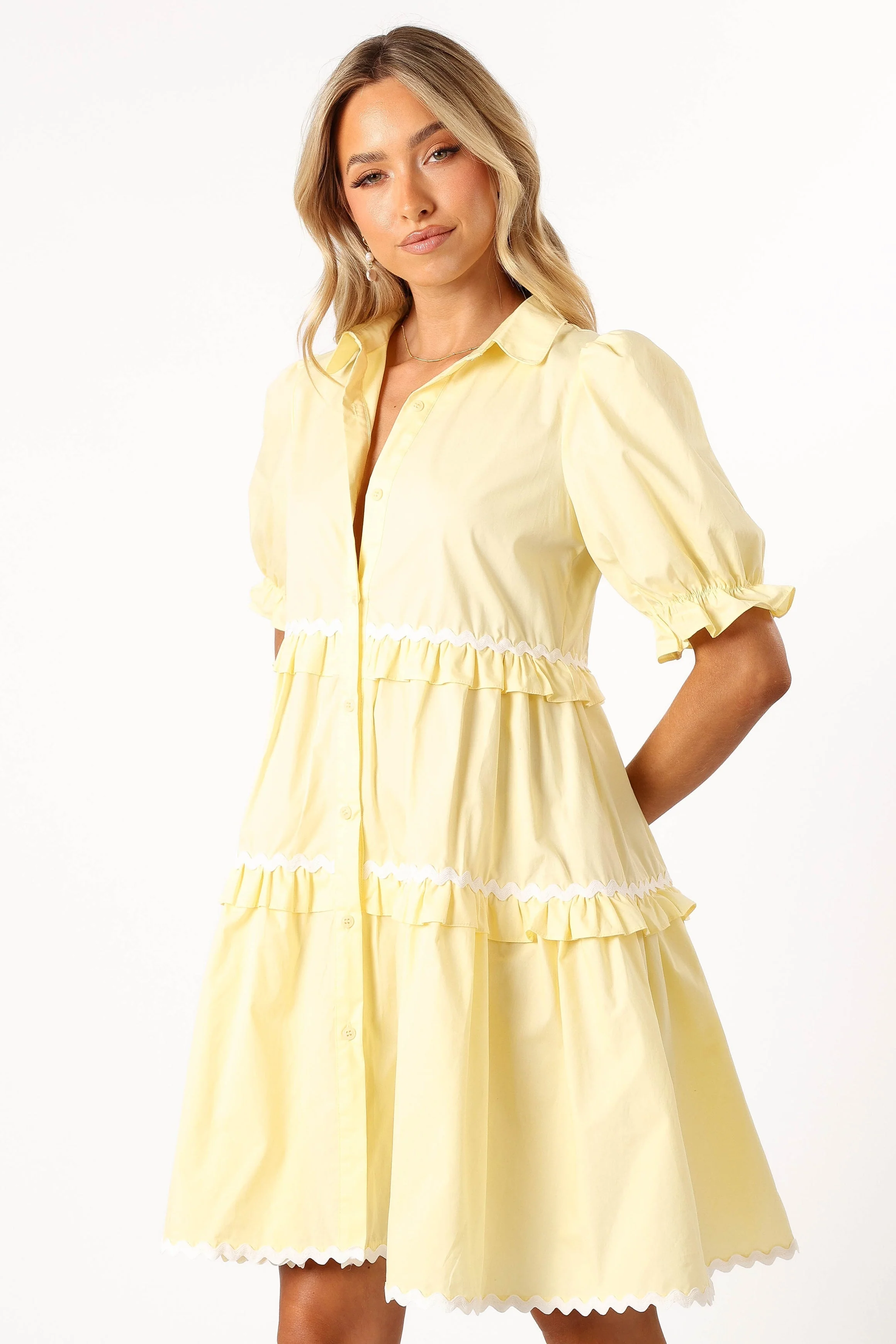Shively Mini Dress - Yellow/White