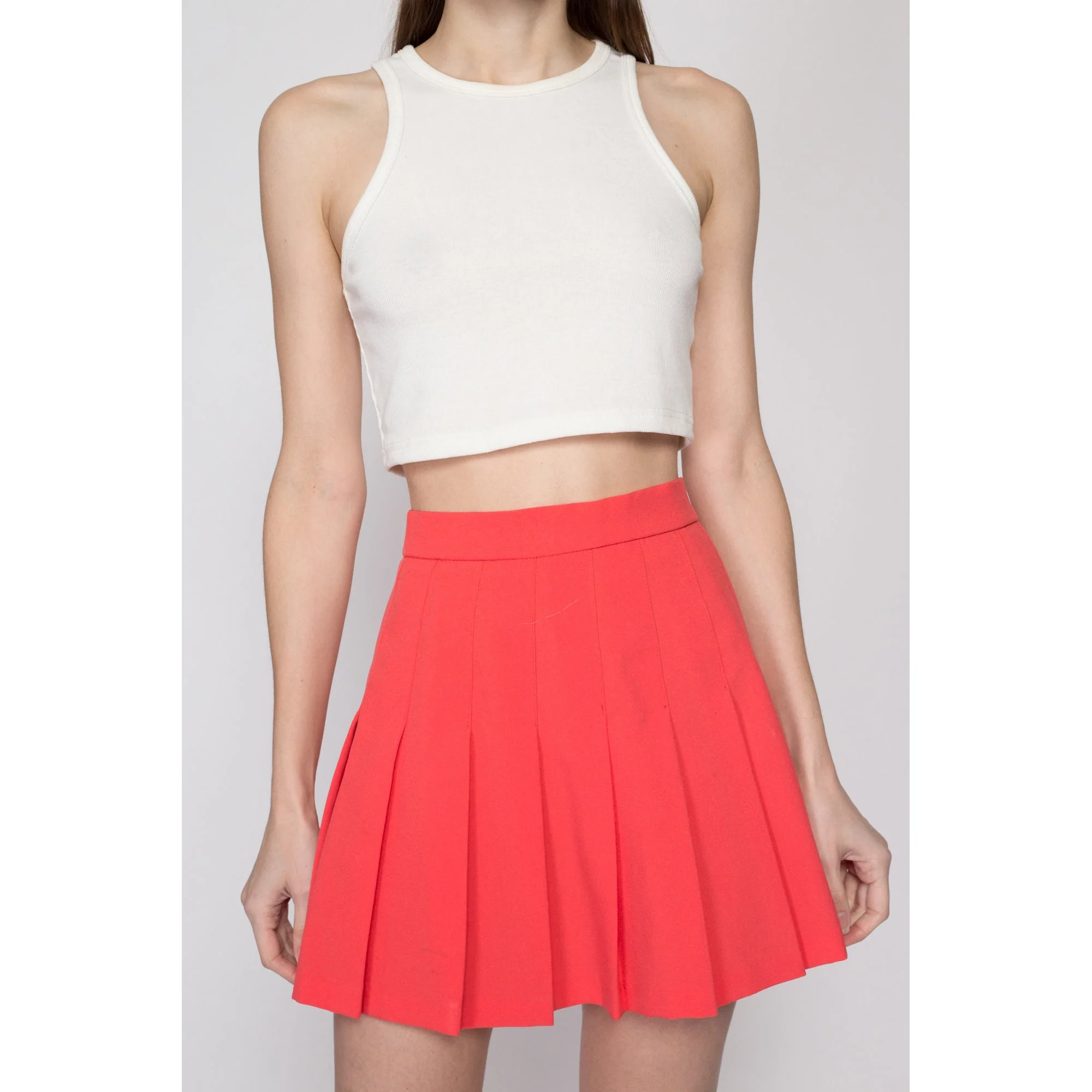 Medium 80s Coral Pink Mini Tennis Skirt 28