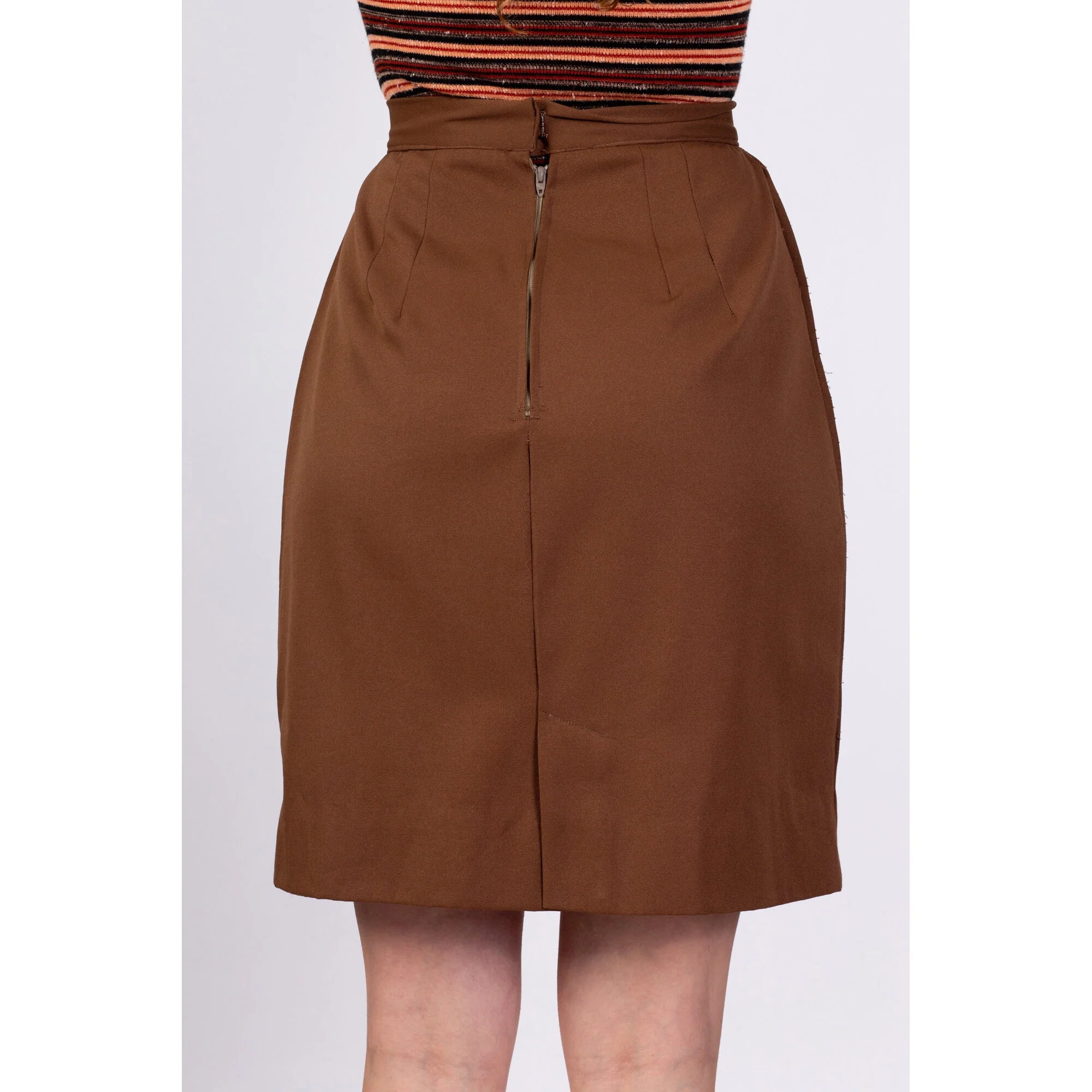 70s High Waisted Brown Mini Skirt - Small, 25.5