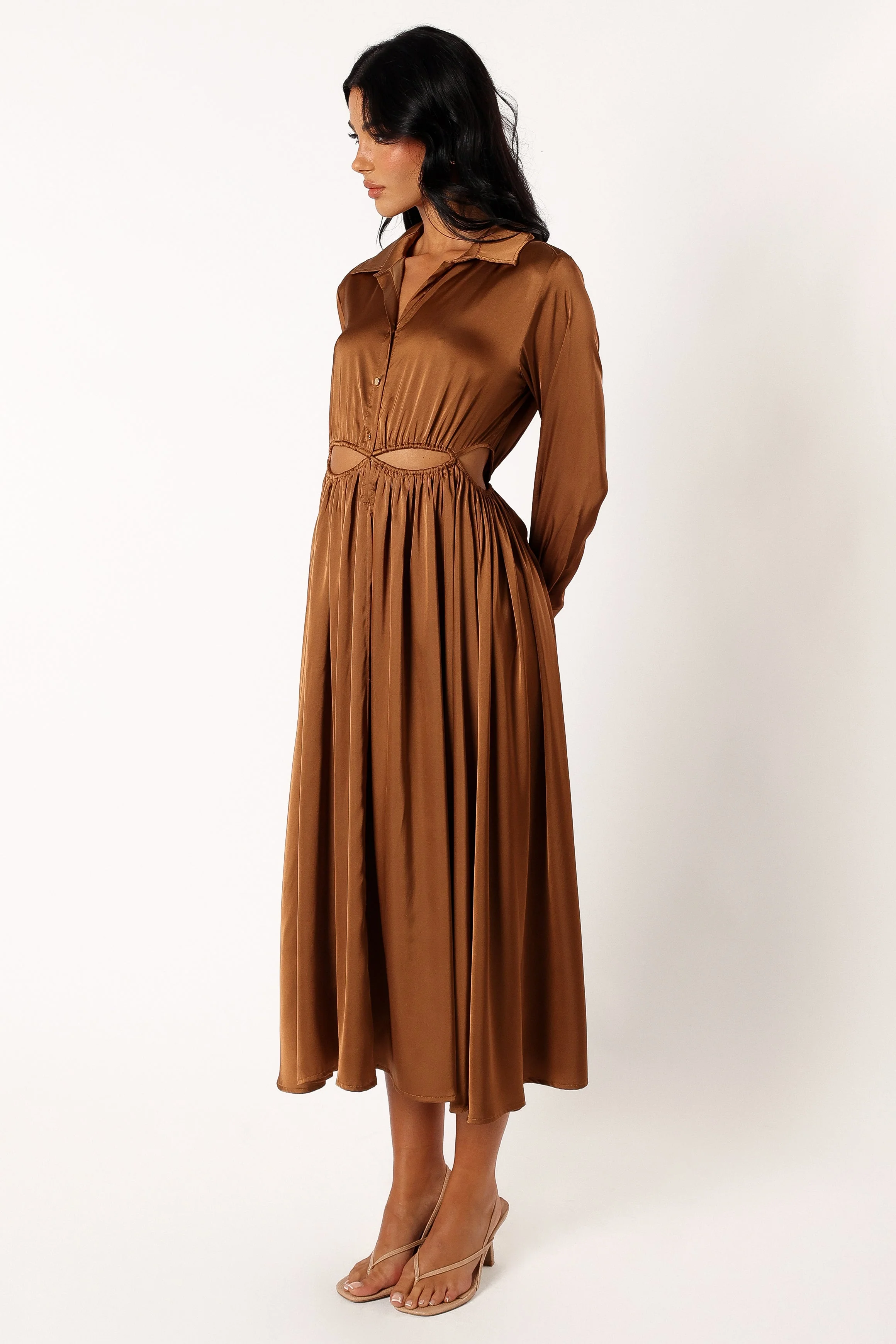 Jett Long Sleeve Midi Dress - Bronze