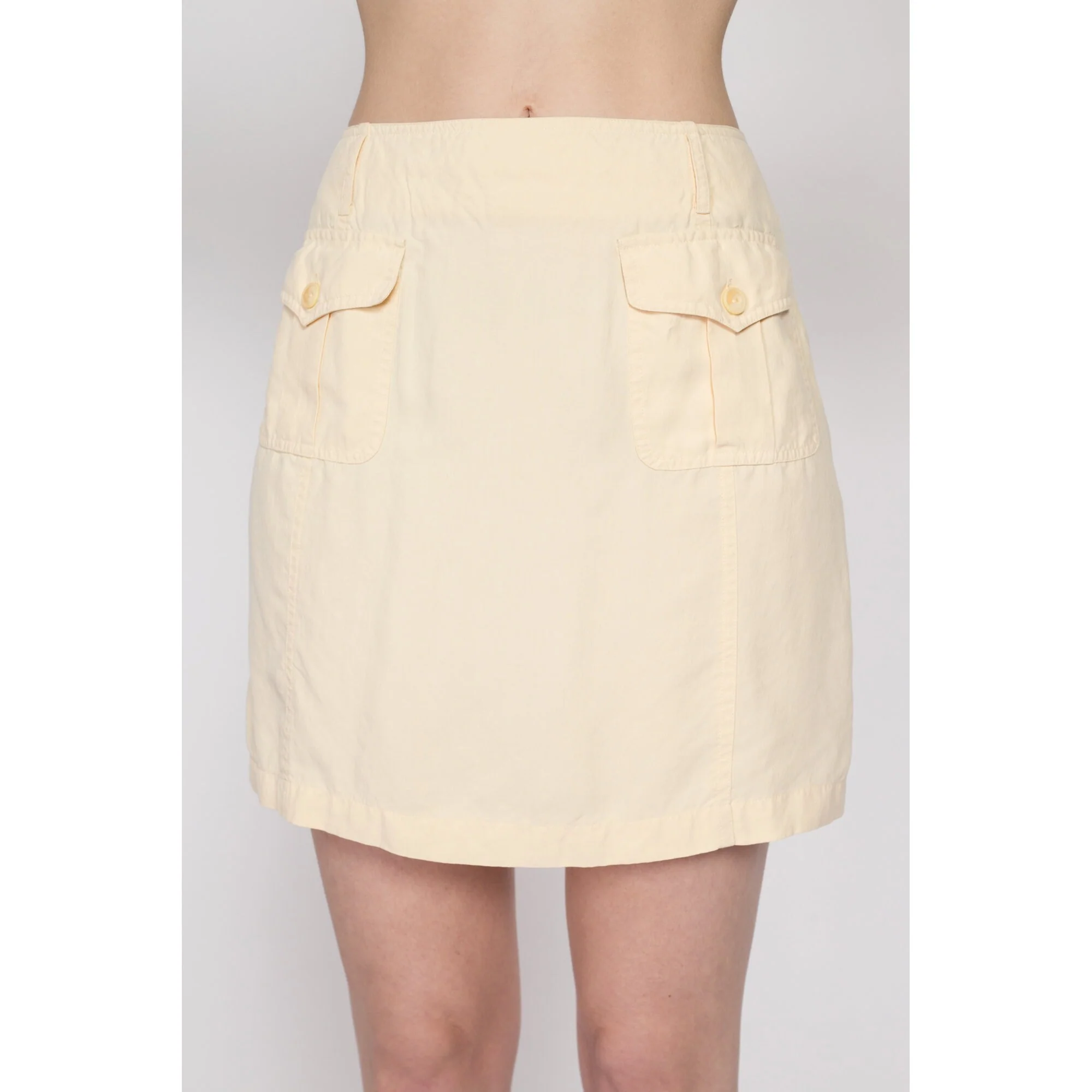 Small 90s Butter Yellow Silk Mini Skirt