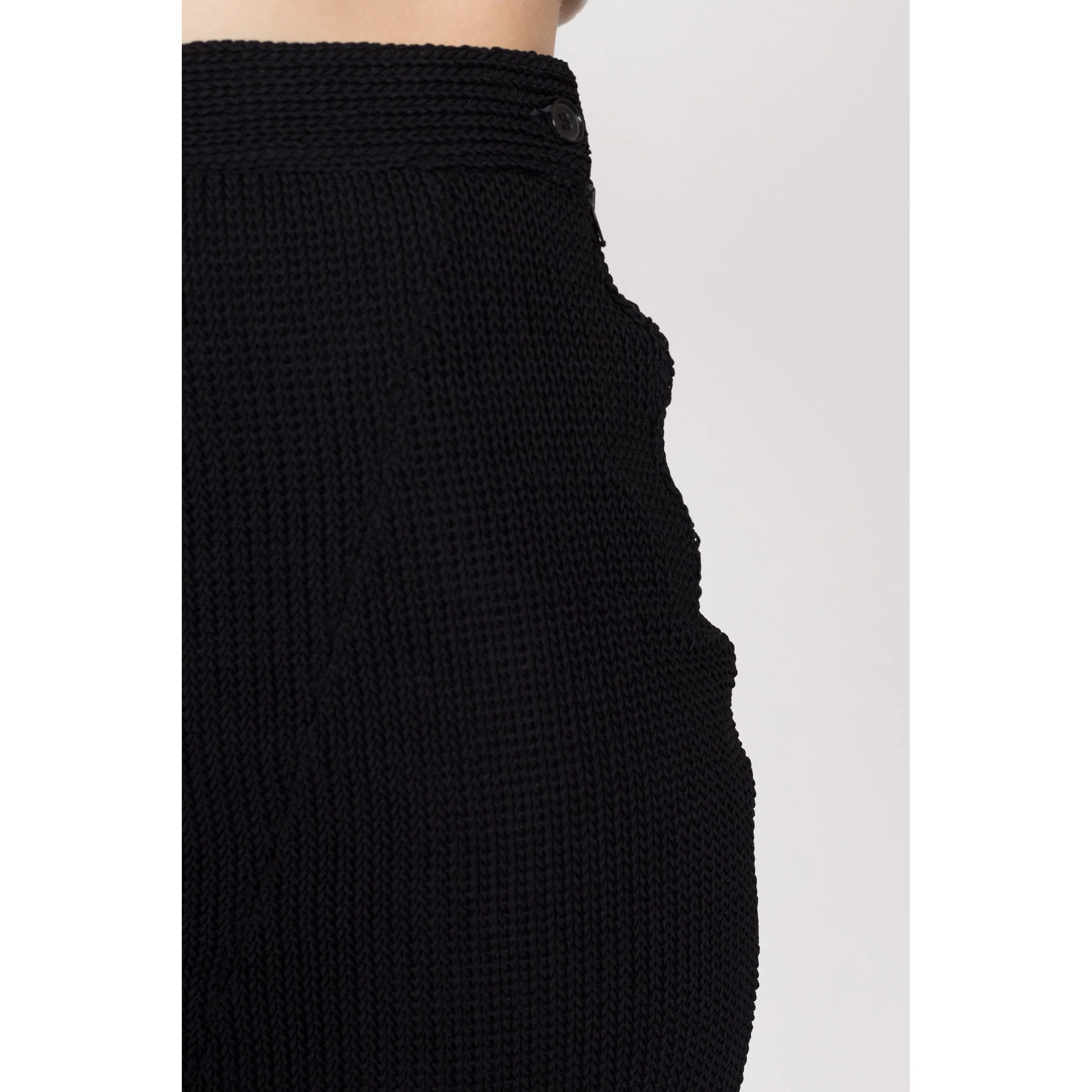 XS 90s Black Knit Fitted Mini Skirt