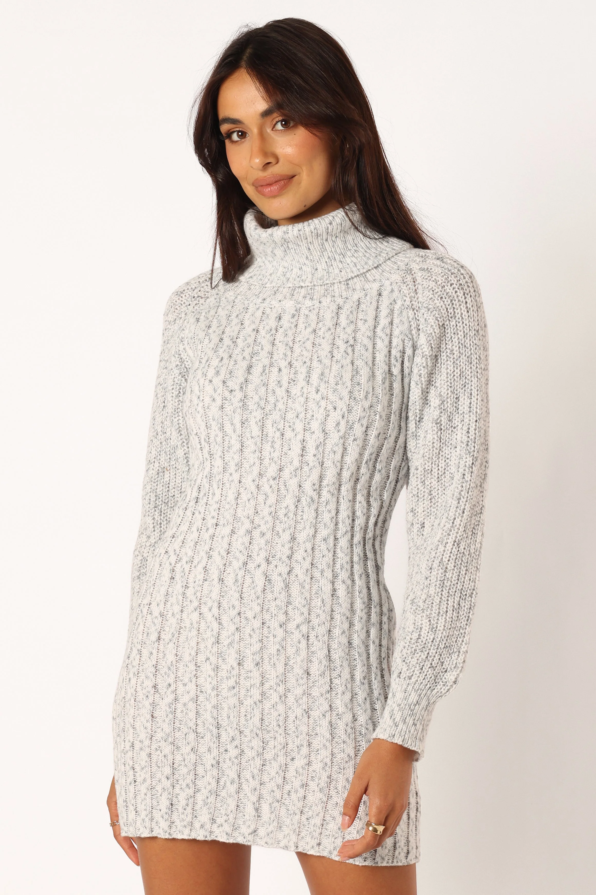 Kourtney Long Sleeve Mini Dress - Grey Marle